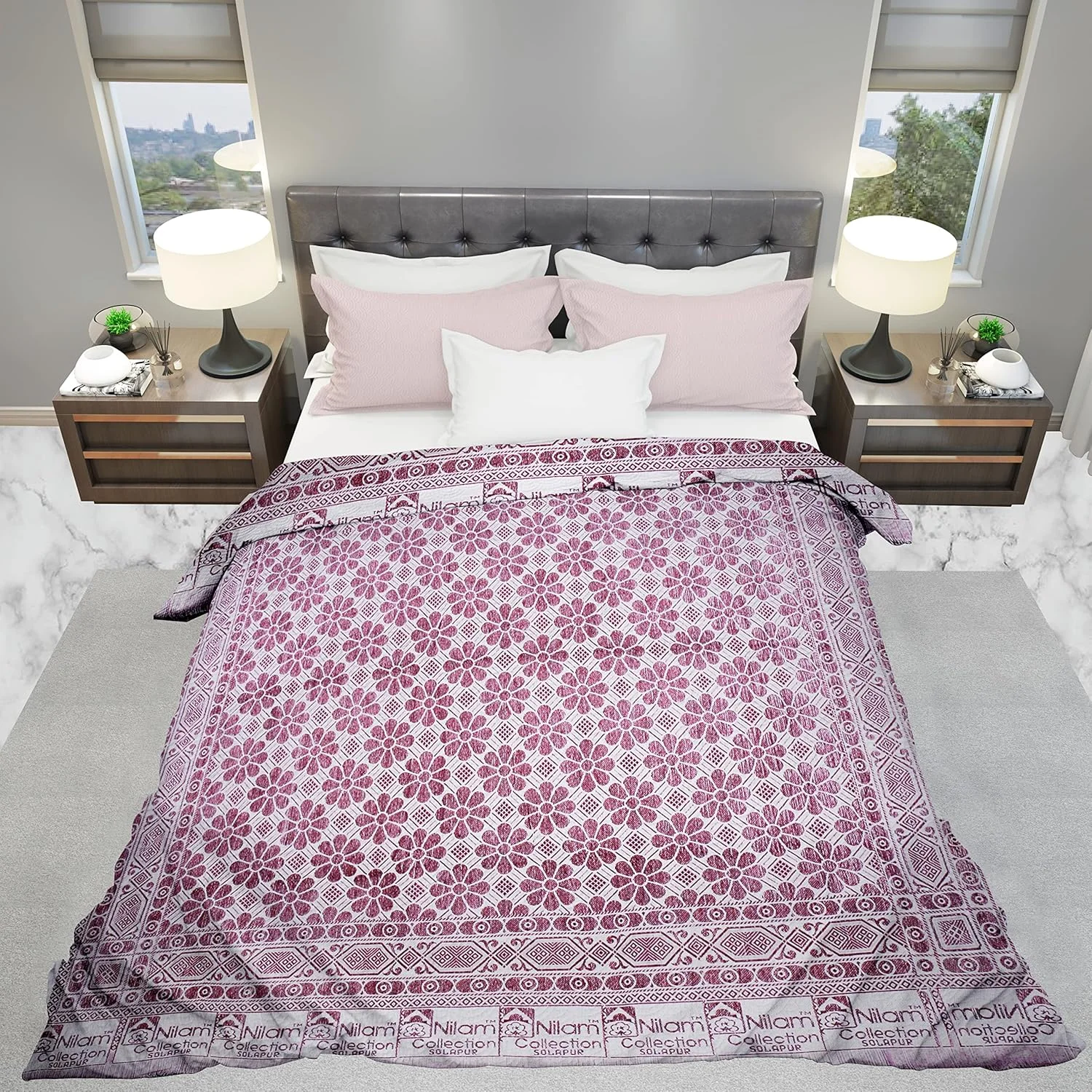 مجموعه نیلام، چادر/ملحفه نخی سولاپور، یک نفره، سایز کامل، رنگ سرمه ای، بسته 2 عددی (سایز- 152X228 سانتی متر) مجموعه نیلام، چادر/ملحفه نخی سولاپور، یک نفره، سایز کامل، رنگ سرمه ای، بسته 2 عددی (سایز- 152X228 سانتی متر)