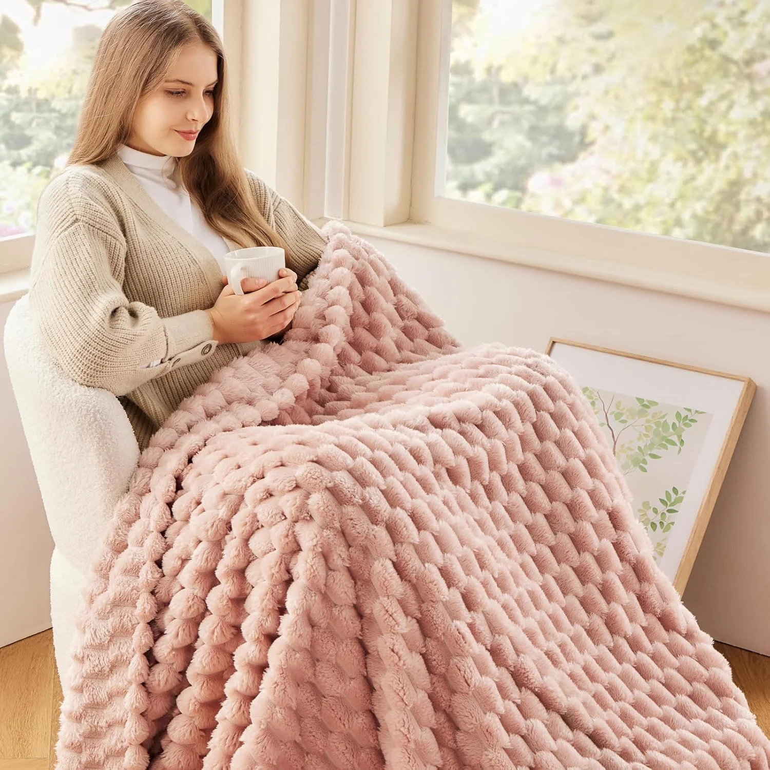 پتوی دو نفره فوق العاده نرم NEWCOSPLAY، پشم فلانل ابریشمی ممتاز صورتی، ابرهای سه بعدی، ژاکارد شیک، پتوی سبک وزن مناسب برای تمام فصول، 350GSM (صورتی، دو نفره (152x203 سانتی متر)) پتوی دو نفره فوق العاده نرم NEWCOSPLAY، پشم فلانل ابریشمی ممتاز صورتی، ابرهای سه بعدی، ژاکارد شیک، پتوی سبک وزن مناسب برای تمام فصول، 350GSM (صورتی، دو نفره (152x203 سانتی متر))