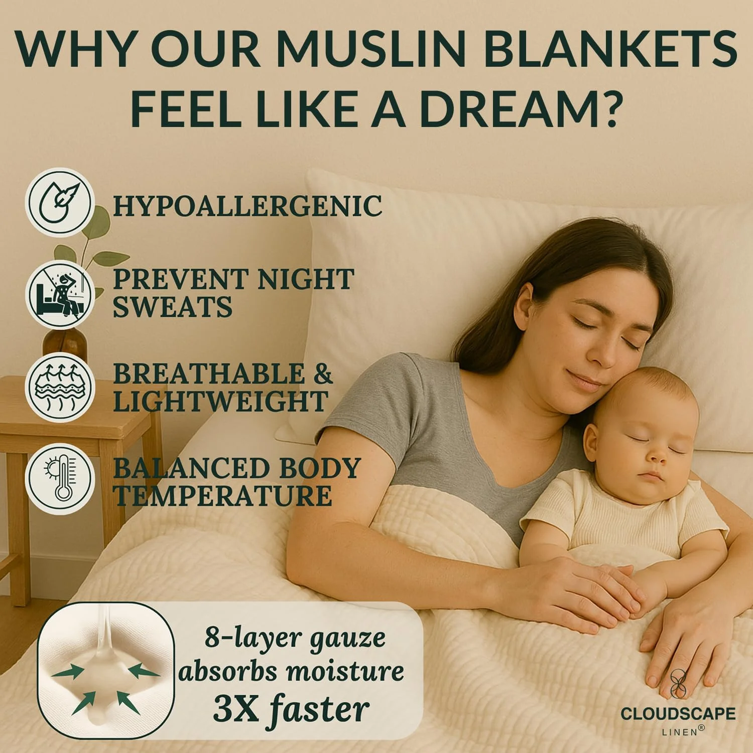 پتوی پنبهای موسلین 8 لایه نرم سایز کینگ، پتوی 100% پنبه ارگانیک، سبک و قابل تنفس برای تمام فصول، بهترین برای بهار، 233x274، عاجی پتوی پنبهای موسلین 8 لایه نرم سایز کینگ، پتوی 100% پنبه ارگانیک، سبک و قابل تنفس برای تمام فصول، بهترین برای بهار، 233x274، عاجی