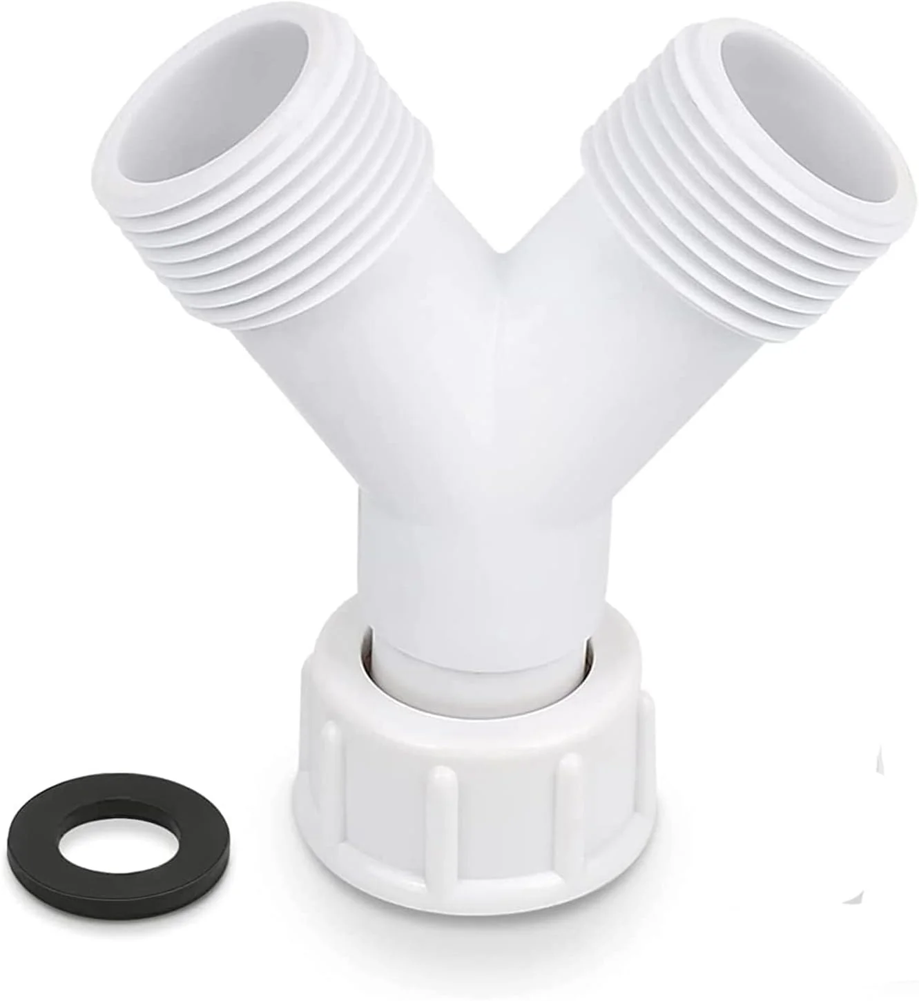 اتصال Y شکل تقسیم کننده ماشین لباسشویی، 3/4 اینچ BSP، پلاستیک سفید با واشر