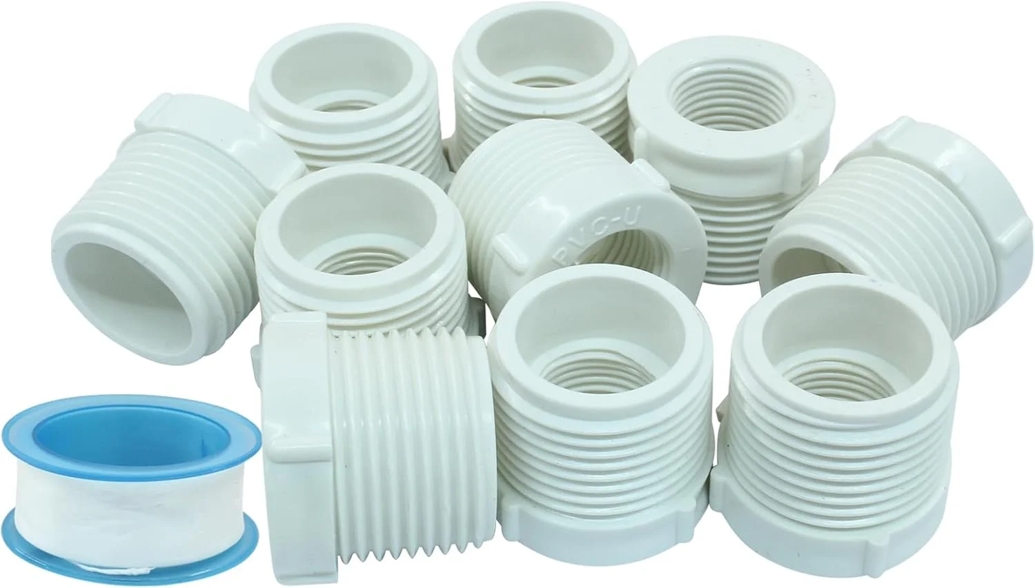 تبدیل بوشن کاهنده پی وی سی Zorveiio بسته 10 عددی، 1 اینچ رزوه نر به 1/2 اینچ رزوه ماده، اتصالات لوله پی وی سی برای اتصال لوله، سفید