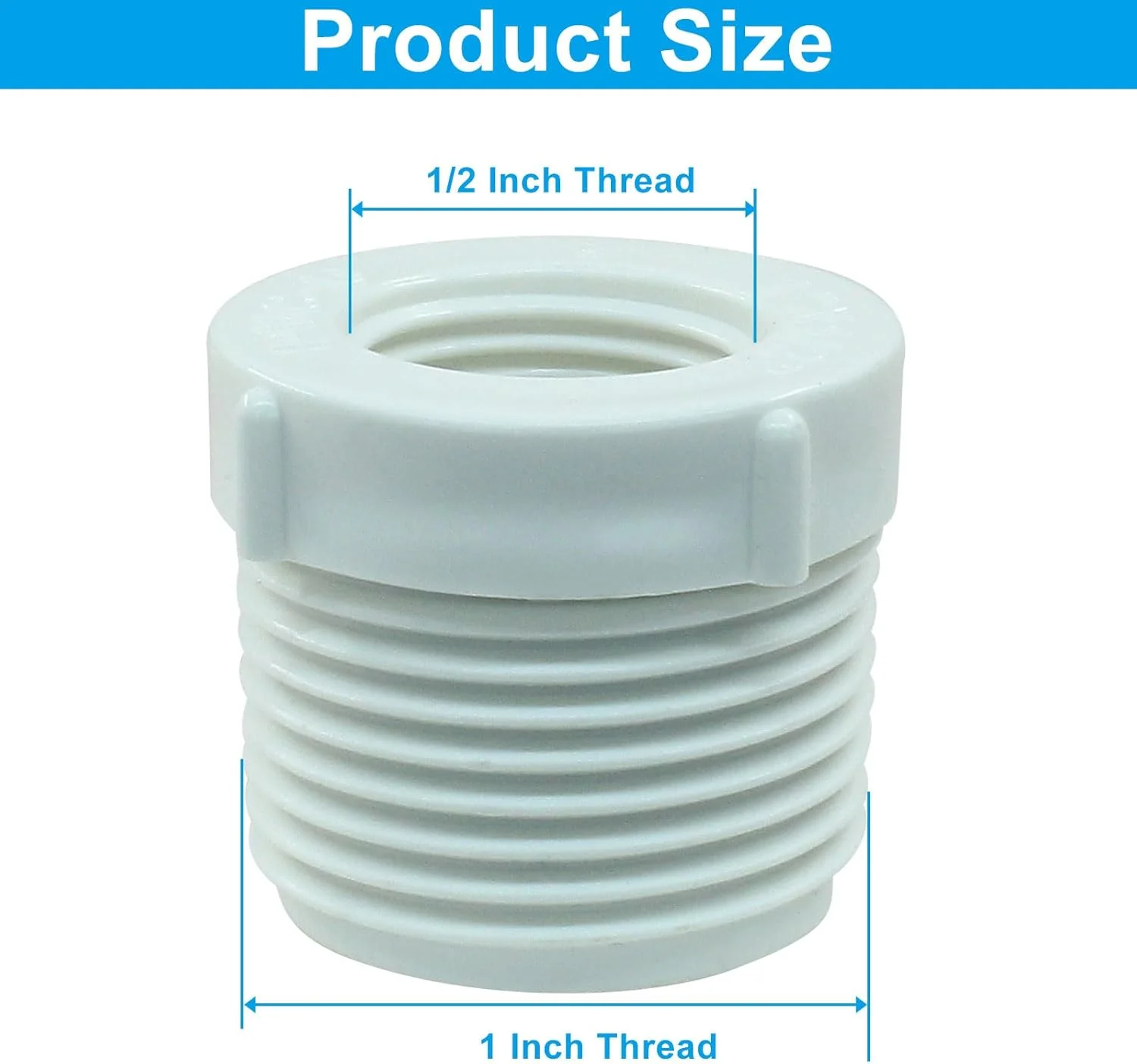 تبدیل بوشن کاهنده پی وی سی Zorveiio بسته 10 عددی، 1 اینچ رزوه نر به 1/2 اینچ رزوه ماده، اتصالات لوله پی وی سی برای اتصال لوله، سفید