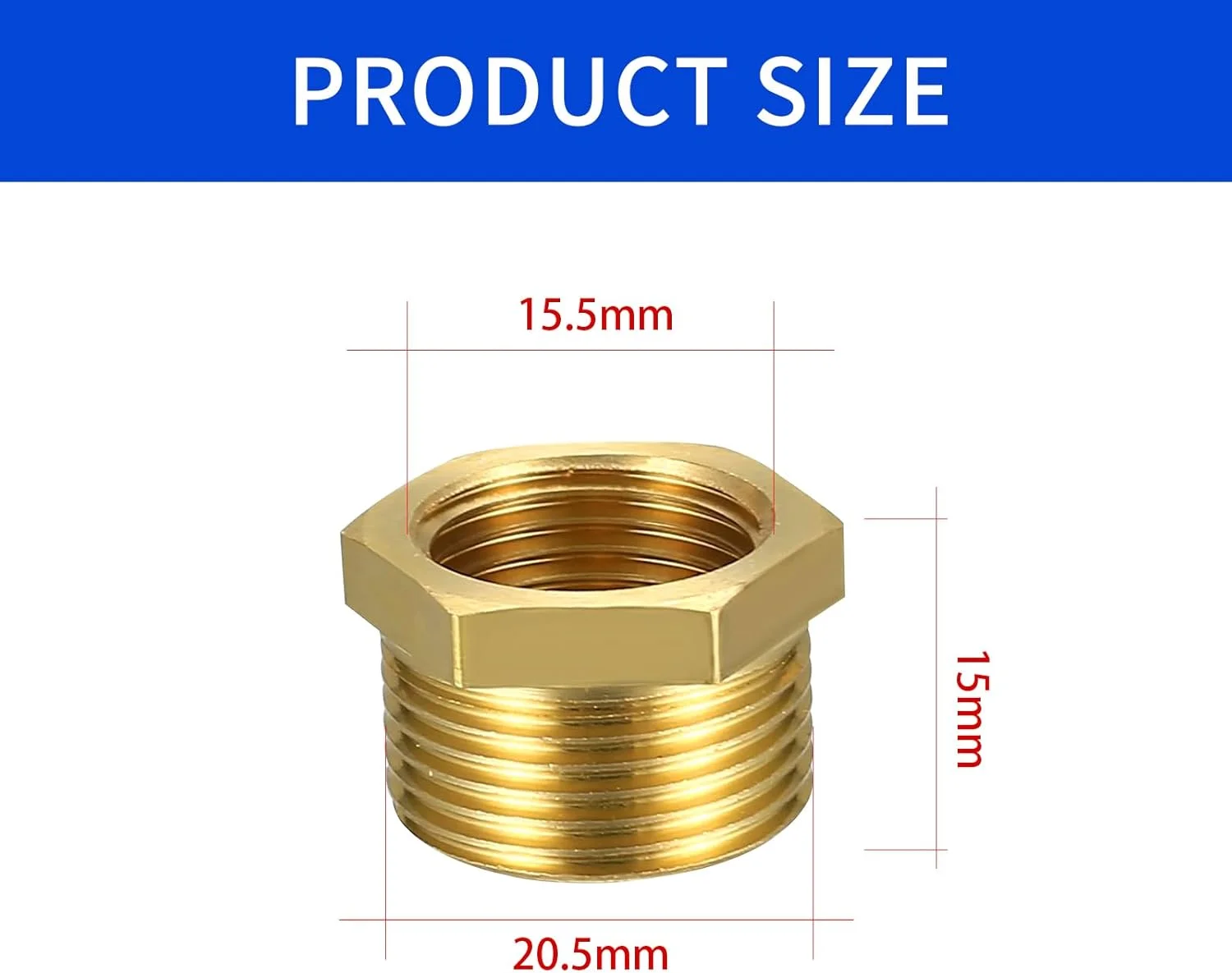 تبدیل برنجی YOUZMY از 1/2 به 3/8 اینچ (قطر بیرونی 20 میلی متر x قطر داخلی 15 میلی متر)، رزوه نر به رزوه ماده، اتصالات رزوه ای برای لوله های آب (1/2 اینچ به 3/8 اینچ) بسته 4 عددی