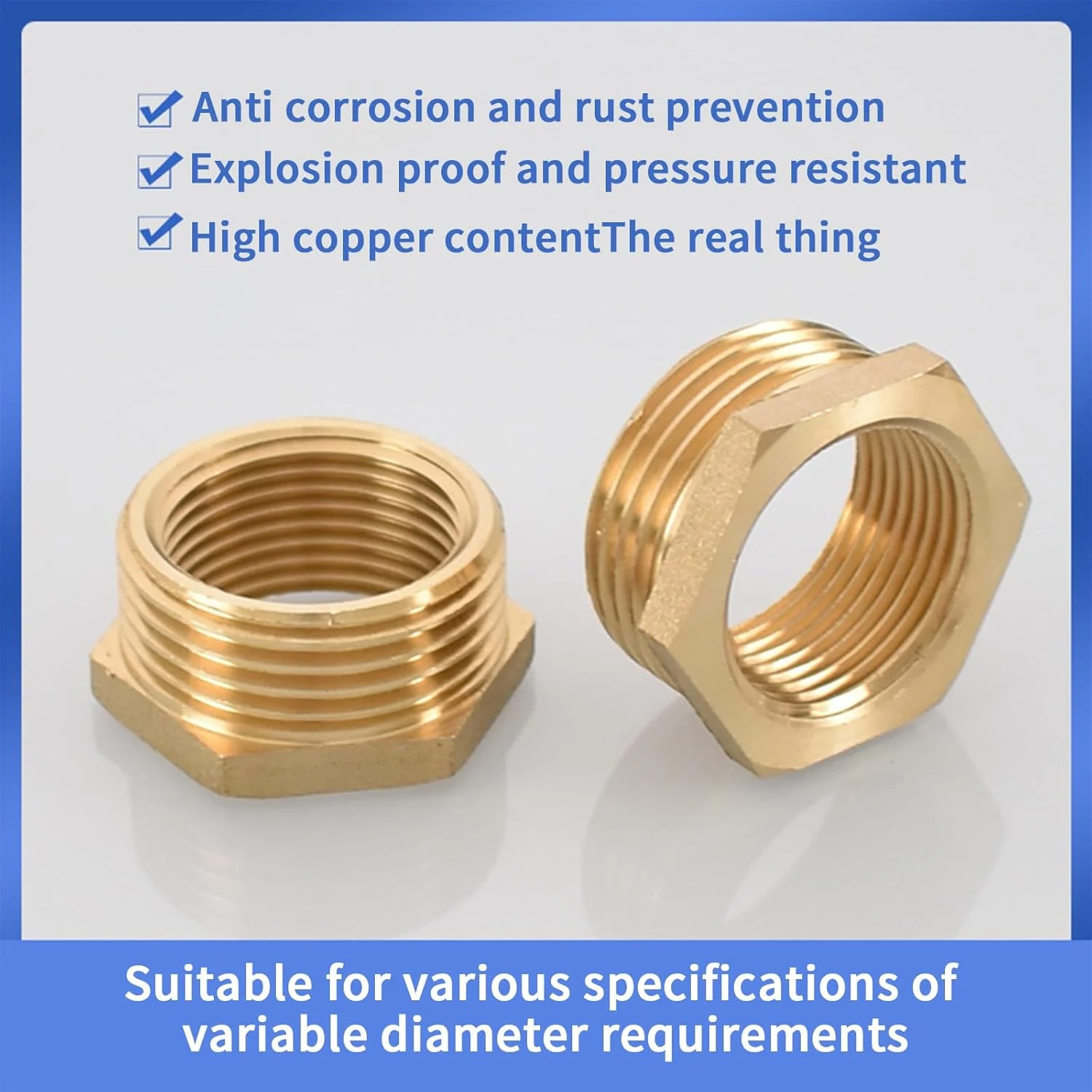 تبدیل برنجی YOUZMY از 1/2 به 3/8 اینچ (قطر بیرونی 20 میلی متر x قطر داخلی 15 میلی متر)، رزوه نر به رزوه ماده، اتصالات رزوه ای برای لوله های آب (1/2 اینچ به 3/8 اینچ) بسته 4 عددی