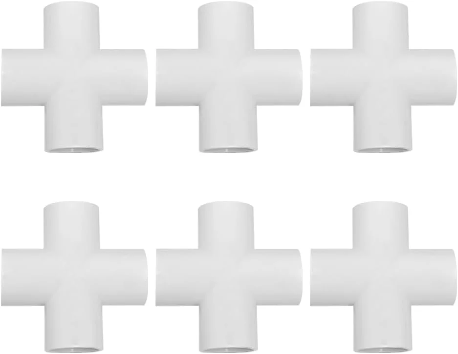 اتصال چهار طرفه WESUA، سایز 3/4 اینچ، اتصالات PVC صلیبی فلاش SCH40 (بسته 6 عددی)