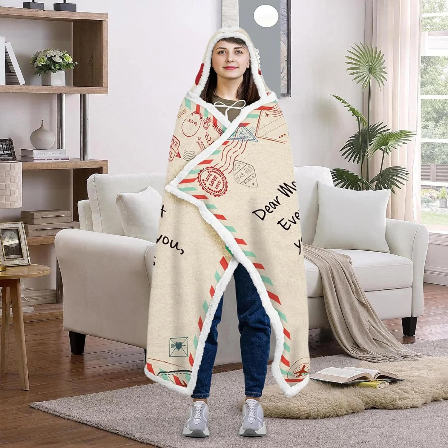Mothers Day Blanket | Warm Mom Birthday Blanket | Envelope Design Warm Flannel Hooded Bedspread for Travel Lazy Home Decor Air Conditioner Spa Day Mothers Day Blanket | Warm Mom Birthday Blanket | Envelope Design Warm Flannel Hooded Bedspread for Travel Lazy Home Decor Air Conditioner Spa Day