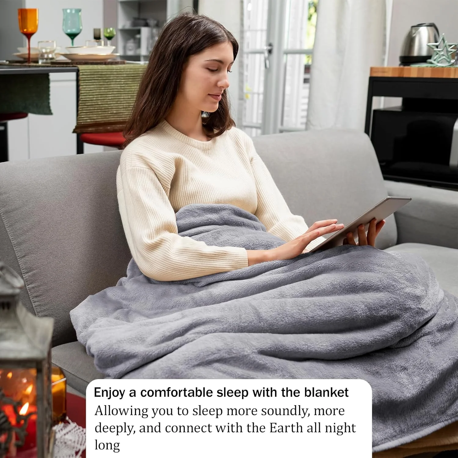 پتوی اتصال به زمین MINPWNP - پتوی زمینی 150x200 سانتی متر با پشم گوسفند و 5% الیاف نقره، اتصال مجدد به انرژی زمین، بهبود خواب، کاهش استرس - برای خانه، دفتر و مسافرت (خاکستری) پتوی اتصال به زمین MINPWNP - پتوی زمینی 150x200 سانتی متر با پشم گوسفند و 5% الیاف نقره، اتصال مجدد به انرژی زمین، بهبود خواب، کاهش استرس - برای خانه، دفتر و مسافرت (خاکستری)