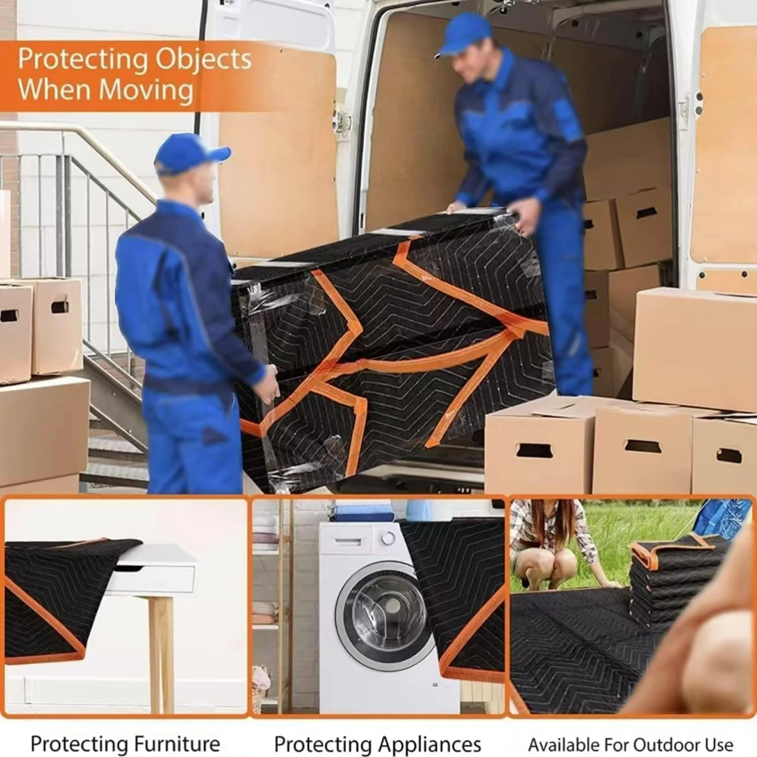 پتوهای جابجایی بزرگ Mintboo، 80 * 72 اینچ، پتوهای بسته بندی سنگین برای جابجایی مبلمان، حمل و نقل، بسته بندی، پدهای مبلمان لحافی برای جابجایی، پتوهای جابجایی لایه دار (مشکی) 2 عددی پتوهای جابجایی بزرگ Mintboo، 80 * 72 اینچ، پتوهای بسته بندی سنگین برای جابجایی مبلمان، حمل و نقل، بسته بندی، پدهای مبلمان لحافی برای جابجایی، پتوهای جابجایی لایه دار (مشکی) 2 عددی