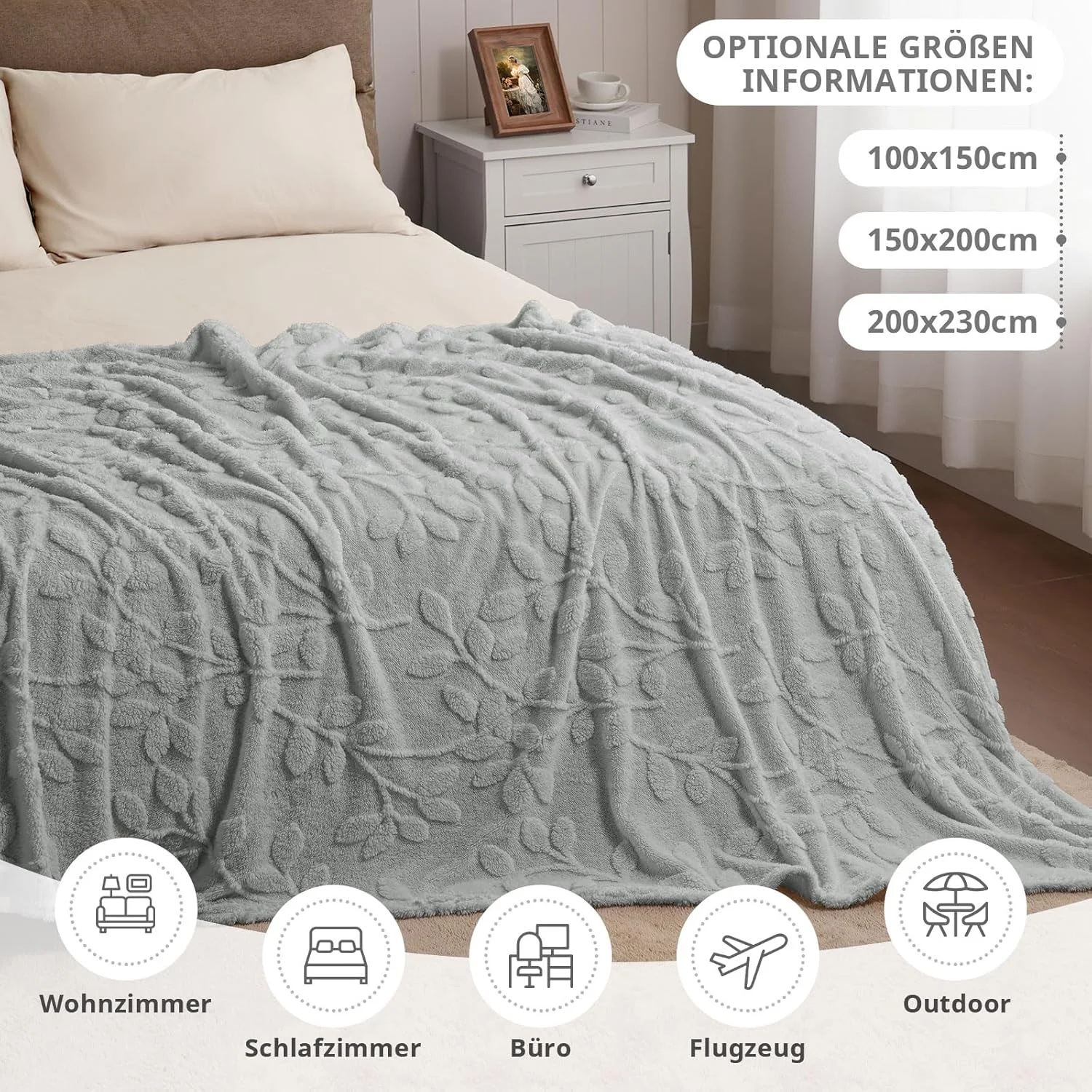 پتوی نرم و لطیف میاکر، ۱۰۰ × ۱۵۰ سانتی متر، روانداز، پتوی مبل، پتوی پشمی نرم و گرم و دنج برای تخت و کاناپه، اتاق نشیمن و پتوهای نوازشی، پتو (برگ خاکستری، عرض ۲۰۰ × طول ۲۳۰ سانتی متر) پتوی نرم و لطیف میاکر، ۱۰۰ × ۱۵۰ سانتی متر، روانداز، پتوی مبل، پتوی پشمی نرم و گرم و دنج برای تخت و کاناپه، اتاق نشیمن و پتوهای نوازشی، پتو (برگ خاکستری، عرض ۲۰۰ × طول ۲۳۰ سانتی متر)