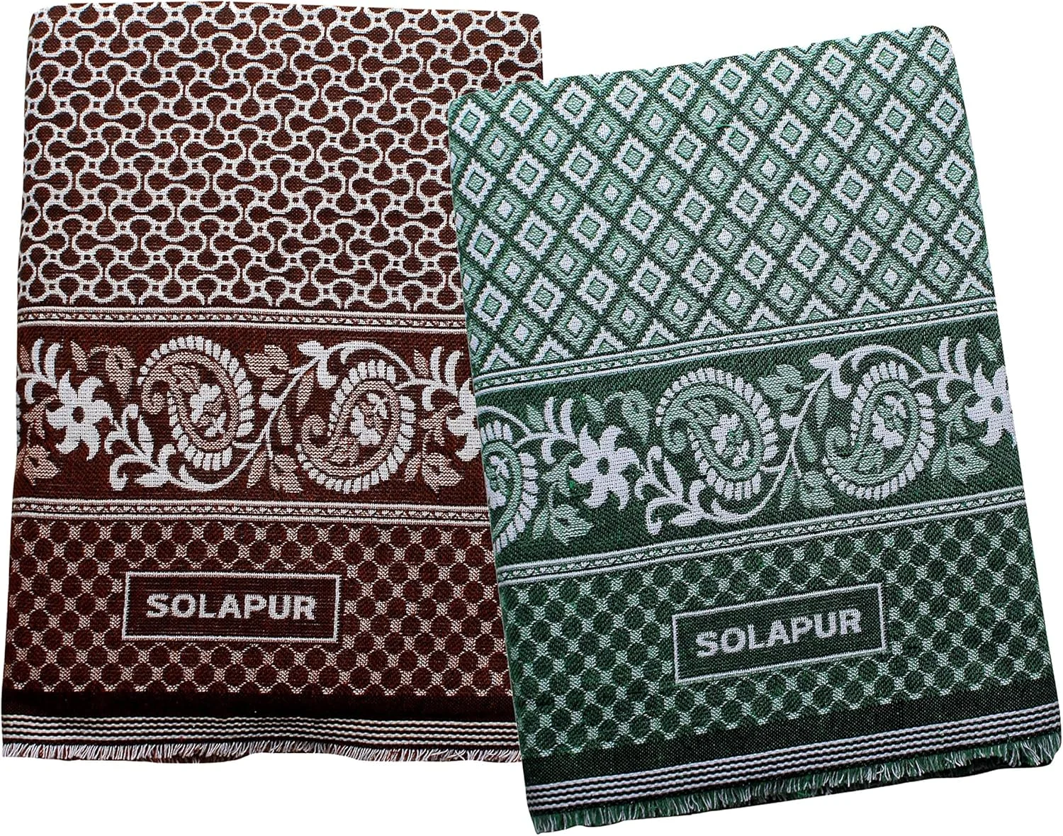 Mandhania Mayur Solapur Chaddar 100% Cotton Dailyuse Single Bed Blanket Pack of 2 Brown & Green Mandhania Mayur Solapur Chaddar 100% Cotton Dailyuse Single Bed Blanket Pack of 2 Brown & Green