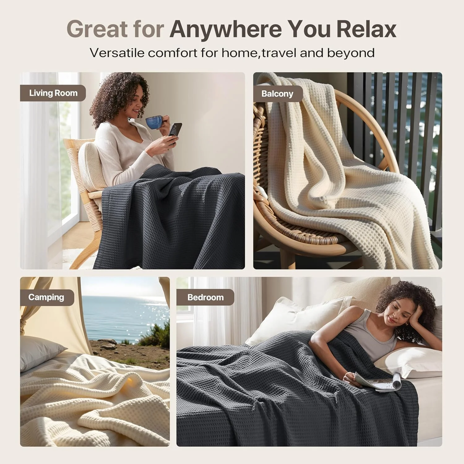 Madison Park 100% Cotton Blanket, Trendy Woven Waffle Weave Design, All Season, Lightweight, Breathable, Soft and Cozy Casual Summer Cover, for Bed, Couch and Sofa, King (108 in x 90 in), Dark Grey Madison Park 100% Cotton Blanket, Trendy Woven Waffle Weave Design, All Season, Lightweight, Breathable, Soft and Cozy Casual Summer Cover, for Bed, Couch and Sofa, King (108 in x 90 in), Dark Grey