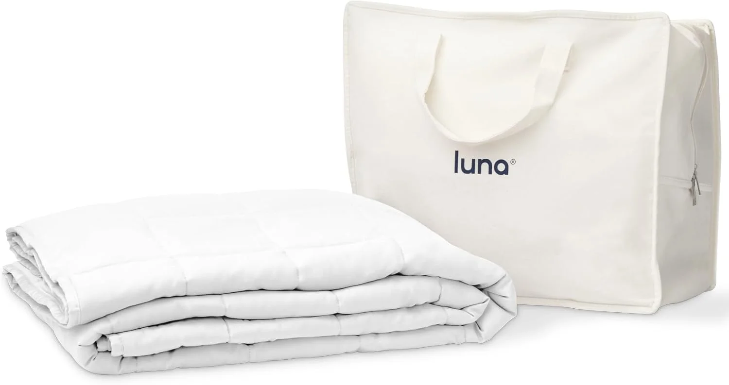 پتوهای سنگین لونا برای بزرگسالان | کیفیت خواب عالی، پتوی لایوسل تنفسی و راحت | ایده های هدیه پتو خنک کننده مناسب تمام فصول [6.8 کیلوگرم - کوئین - 152 در 203 سانتی متر] [سفید]