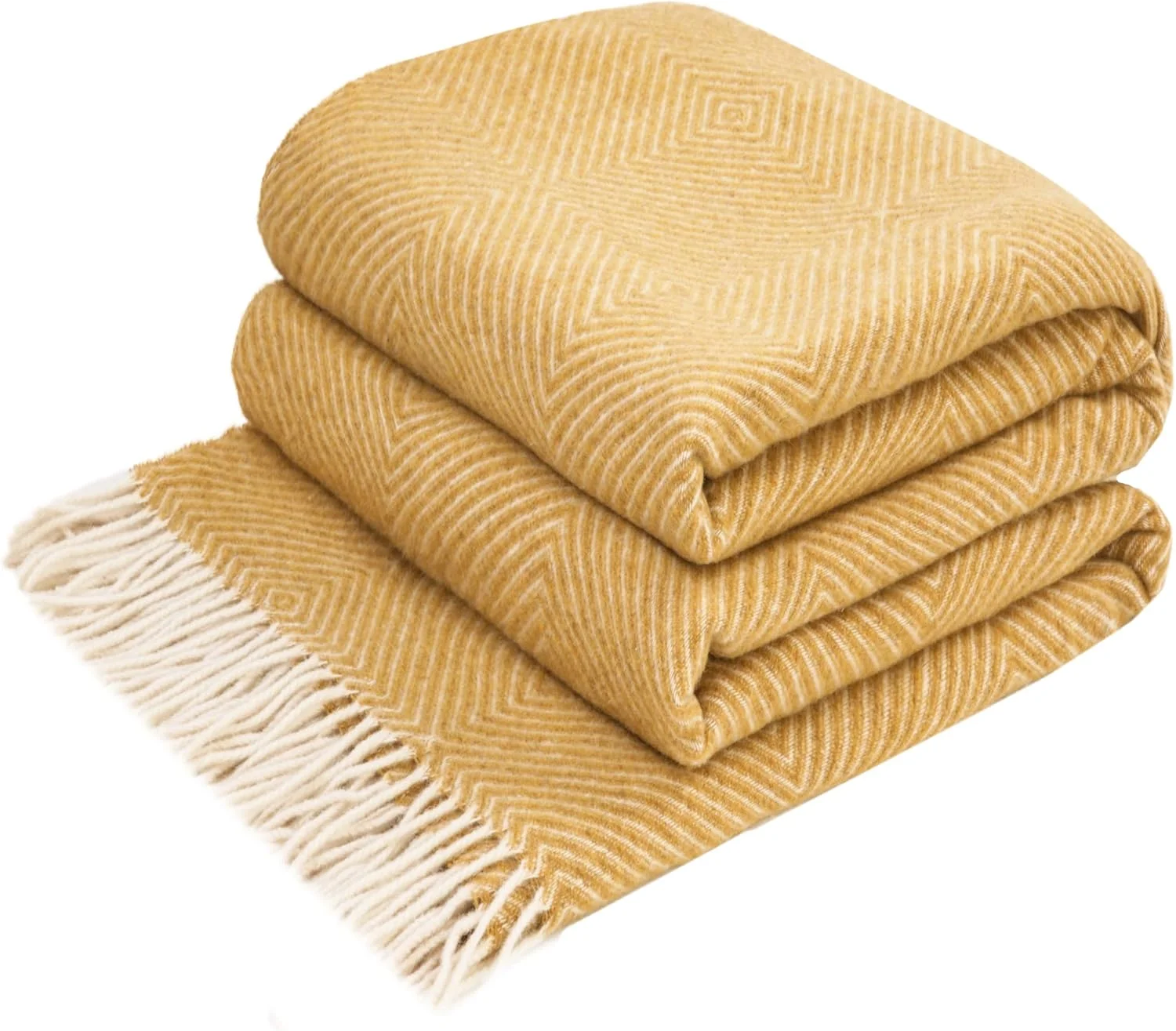 پتو پشمی مرینوس LYHome - روانداز بزرگ برای تخت مبل، سایز یک نفره و دو نفره، رواندازهای دنج برای مبل و تخت، پتوهای نرم و گرم برای پیک نیک و کمپینگ (140x200 سانتی متر، لوزی خردلی)