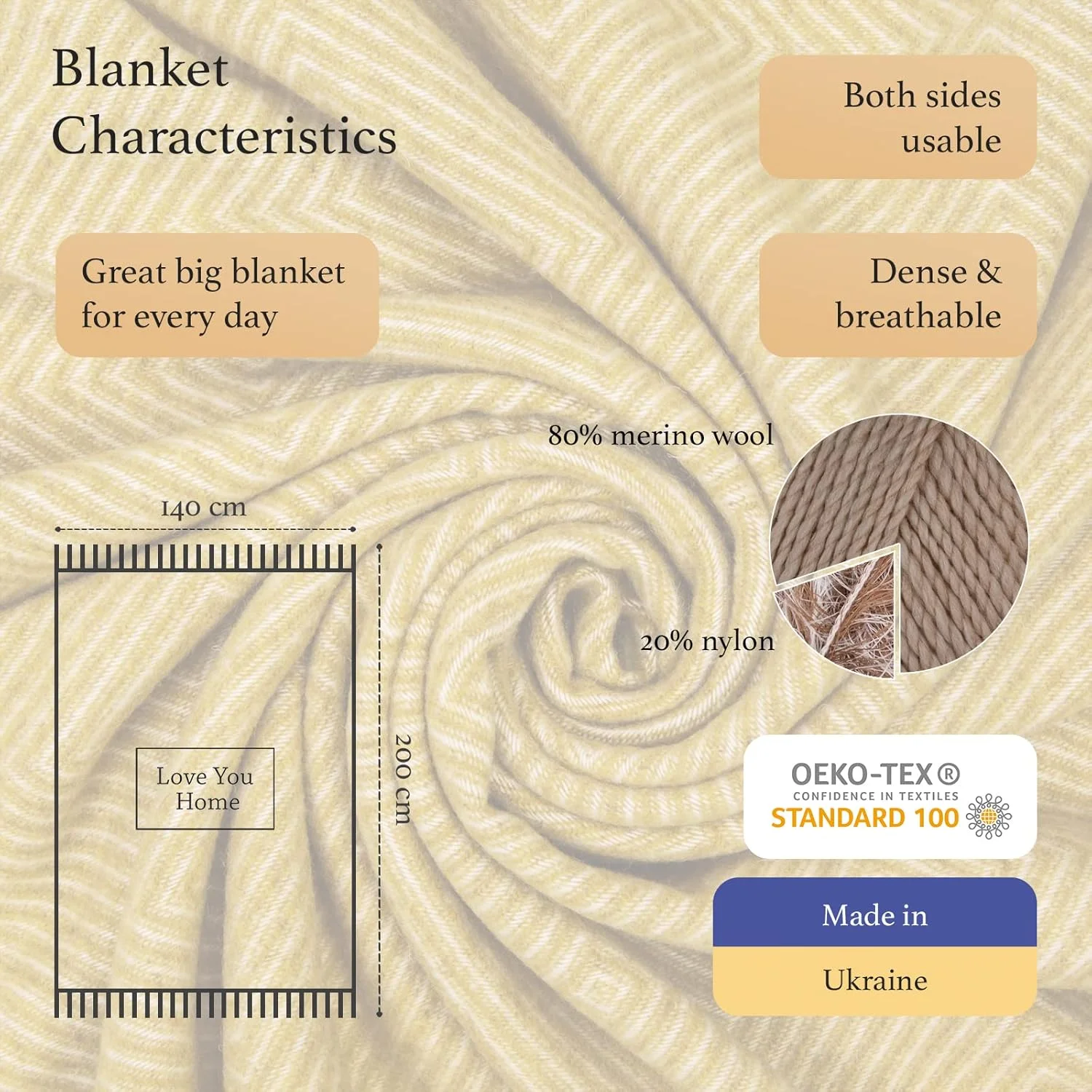 پتو پشمی مرینوس LYHome - روانداز بزرگ برای تخت مبل، سایز یک نفره و دو نفره، رواندازهای دنج برای مبل و تخت، پتوهای نرم و گرم برای پیک نیک و کمپینگ (140x200 سانتی متر، لوزی خردلی) پتو پشمی مرینوس LYHome - روانداز بزرگ برای تخت مبل، سایز یک نفره و دو نفره، رواندازهای دنج برای مبل و تخت، پتوهای نرم و گرم برای پیک نیک و کمپینگ (140x200 سانتی متر، لوزی خردلی)