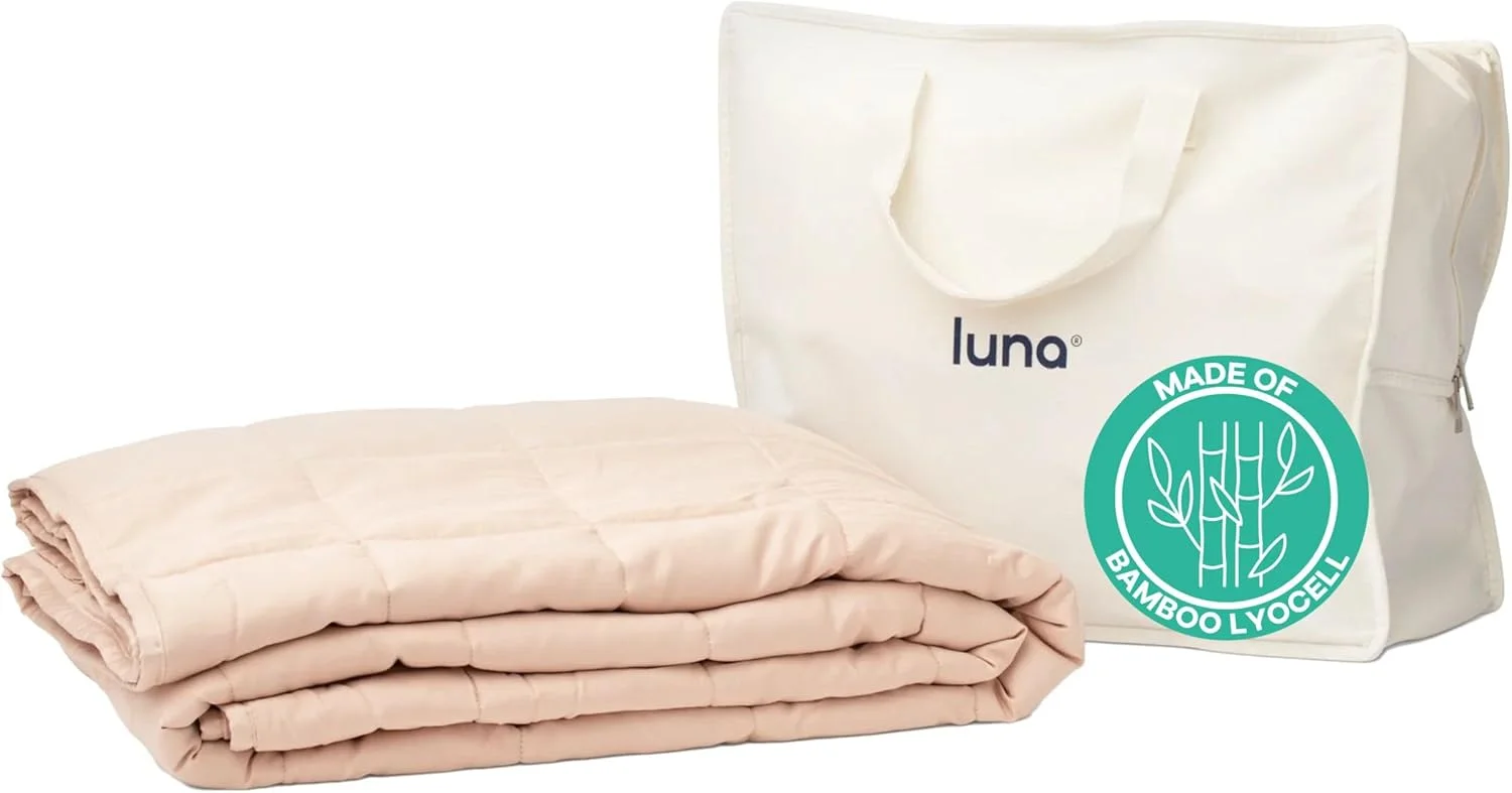 پتوی سنگین لونا [پتوی خنک کننده بامبو ابریشمی برای بزرگسالان] 100% لایوسل با کیفیت عالی | پتوی خنک کننده قابل تنفس برای تمام فصول [9 کیلوگرم - کوئین - 152cm x 203cm] [رنگ سرخ]