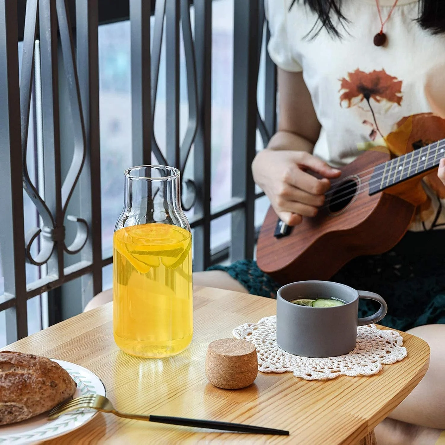 ست شیشه ای درب دار با چوب پنبه، ظرف شیشه ای برای نگهداری مواد غذایی با درب چوب پنبه ای، بطری شیشه ای با درب چوب پنبه ای، ست بطری شیشه ای با چوب پنبه - 3 عددی - 600 میلی لیتر