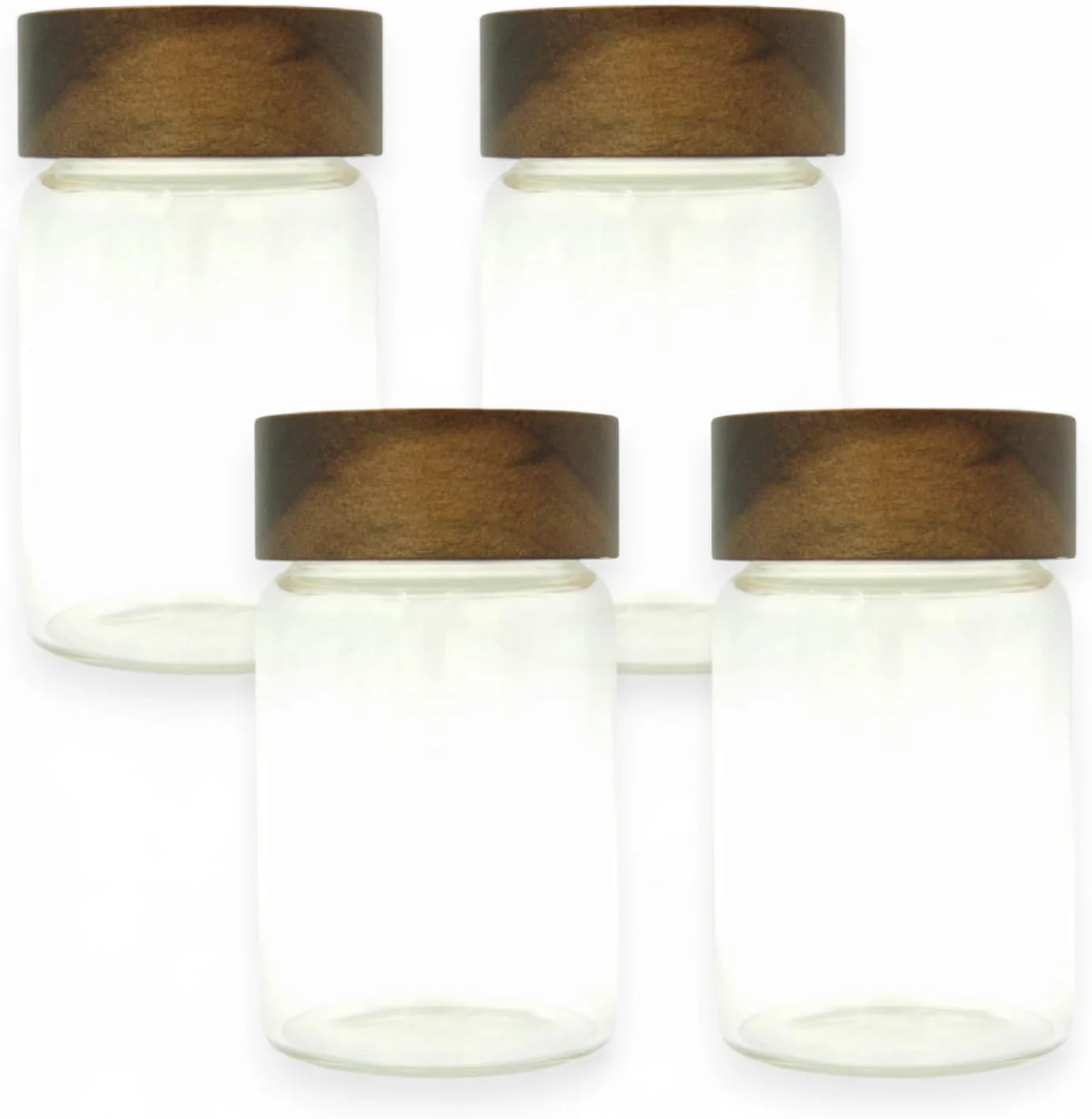 ست 4 تکه ظروف شیشه ای شفاف هامز آیدیاز با درب چوبی - ظروف نگهداری دربسته آشپزخانه برای قهوه، شکر، چای، آرد، پاستا، ادویه جات و ملزومات ضروری انبار ست 4 تکه ظروف شیشه ای شفاف هامز آیدیاز با درب چوبی - ظروف نگهداری دربسته آشپزخانه برای قهوه، شکر، چای، آرد، پاستا، ادویه جات و ملزومات ضروری انبار