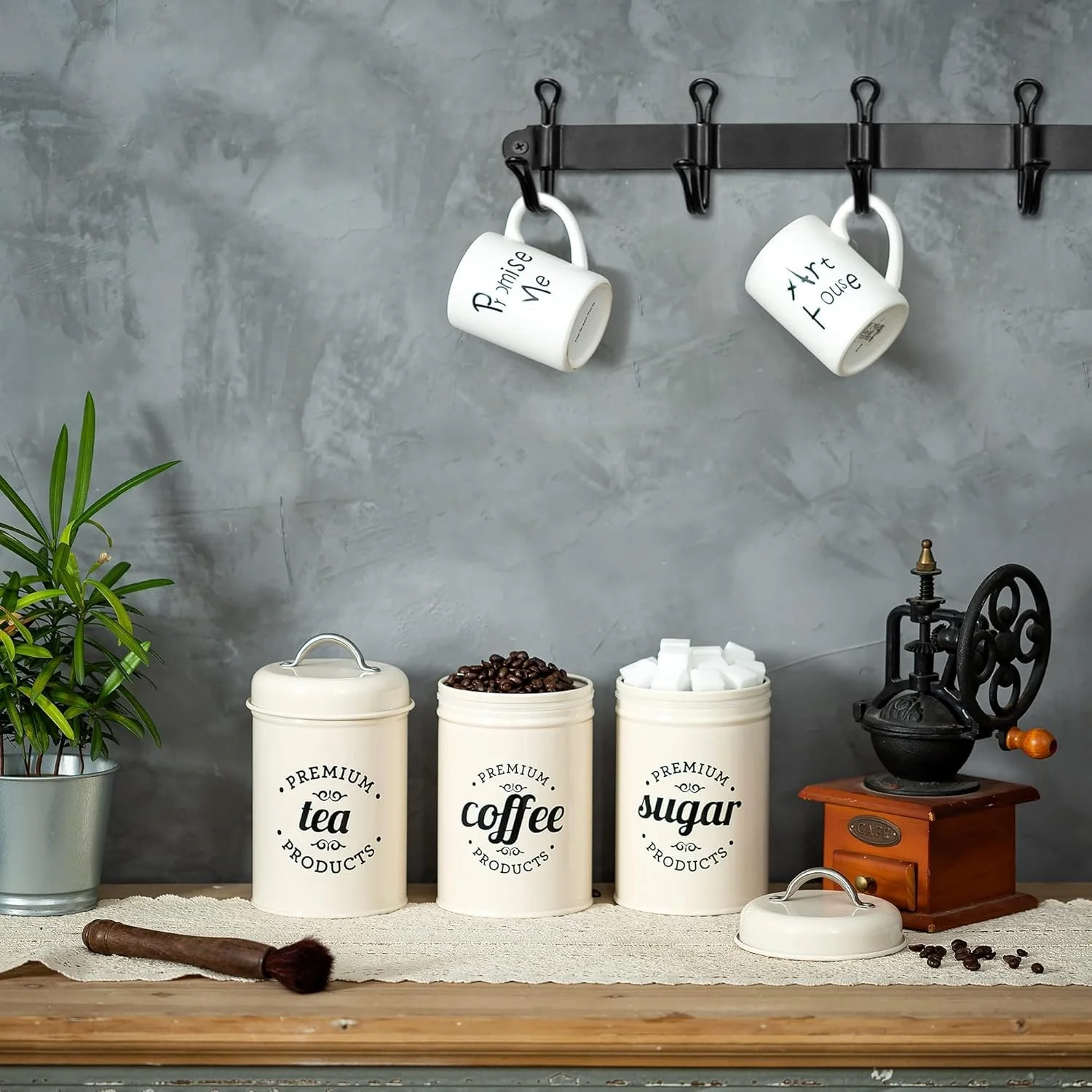 ظروف حبوبات درب دار ایده گالا، ست ظروف نگهدارنده مواد غذایی برای قهوه، چای، شکر، آبنبات، غلات، ادویه جات، نظم دهنده آشپزخانه و نگهداری مواد غذایی (سفید شیری) ظروف حبوبات درب دار ایده گالا، ست ظروف نگهدارنده مواد غذایی برای قهوه، چای، شکر، آبنبات، غلات، ادویه جات، نظم دهنده آشپزخانه و نگهداری مواد غذایی (سفید شیری)