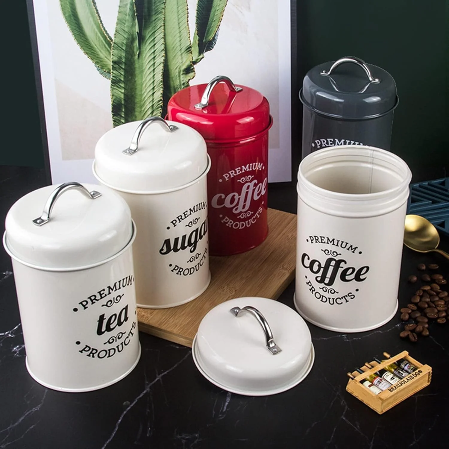 ظروف حبوبات درب دار ایده گالا، ست ظروف نگهدارنده مواد غذایی برای قهوه، چای، شکر، آبنبات، غلات، ادویه جات، نظم دهنده آشپزخانه و نگهداری مواد غذایی (سفید شیری) ظروف حبوبات درب دار ایده گالا، ست ظروف نگهدارنده مواد غذایی برای قهوه، چای، شکر، آبنبات، غلات، ادویه جات، نظم دهنده آشپزخانه و نگهداری مواد غذایی (سفید شیری)