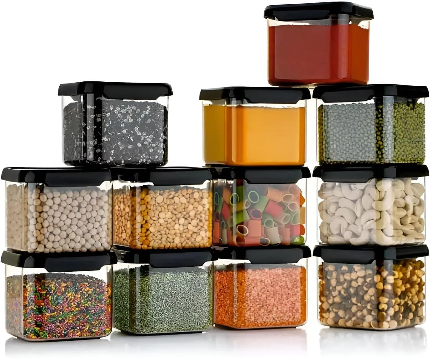 ست ظروف و جا ادویه ای پلاستیکی هومور، ظروف درب دار بدون BPA برای نگهداری مواد غذایی در آشپزخانه، سازمان دهنده آشپزخانه و نظم دهنده کابینت، جا ادویه ای چند منظوره 500 میلی لیتر، مشکی ست ظروف و جا ادویه ای پلاستیکی هومور، ظروف درب دار بدون BPA برای نگهداری مواد غذایی در آشپزخانه، سازمان دهنده آشپزخانه و نظم دهنده کابینت، جا ادویه ای چند منظوره 500 میلی لیتر، مشکی