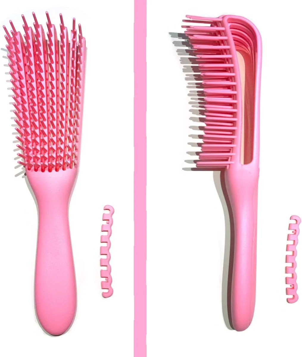برس باز کننده گره مو Uddiee برای موهای فر، مجعد و موج دار آفریقایی-آمریکایی - مشکی و صورتی برس باز کننده گره مو Uddiee برای موهای فر، مجعد و موج دار آفریقایی-آمریکایی - مشکی و صورتی