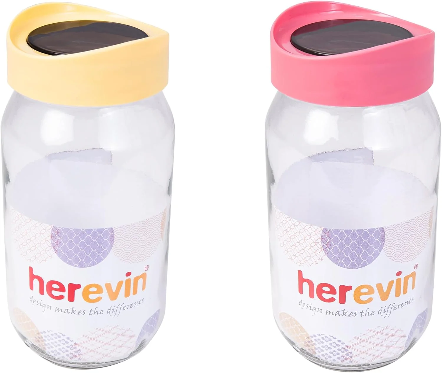 ظرف شیشه ای یک لیتری هروین با درب شفاف و درب رنگی متنوع ظرف شیشه ای یک لیتری هروین با درب شفاف و درب رنگی متنوع