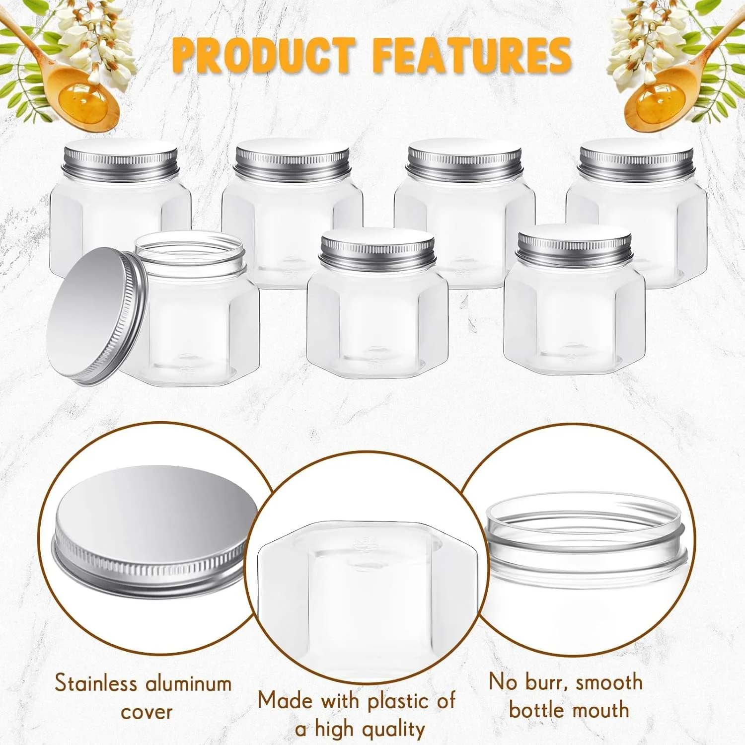 25 عدد شیشه پلاستیکی شش ضلعی 3 اونسی با درب، شیشه های کوچک عسل دهانه گشاد برای کنسرو کردن، مناسب برای مهمانی، هدیه عروسی، جشن نوزاد، هدیه DIY، ژله (نقره ای) 25 عدد شیشه پلاستیکی شش ضلعی 3 اونسی با درب، شیشه های کوچک عسل دهانه گشاد برای کنسرو کردن، مناسب برای مهمانی، هدیه عروسی، جشن نوزاد، هدیه DIY، ژله (نقره ای)