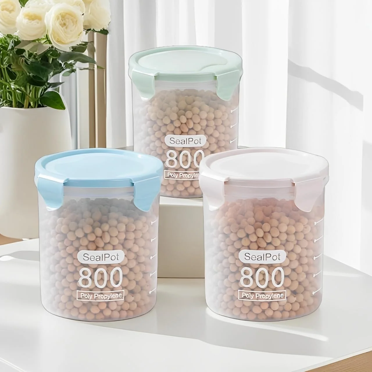 ظروف نگهداری مواد غذایی کوچک گورگسکید، 3 تکه، با درب های محکم - پلاستیک درجه مواد غذایی، ظروف آشپزخانه برای ادویه جات، قهوه، چای، تنقلات و سازماندهی انبار ظروف نگهداری مواد غذایی کوچک گورگسکید، 3 تکه، با درب های محکم - پلاستیک درجه مواد غذایی، ظروف آشپزخانه برای ادویه جات، قهوه، چای، تنقلات و سازماندهی انبار