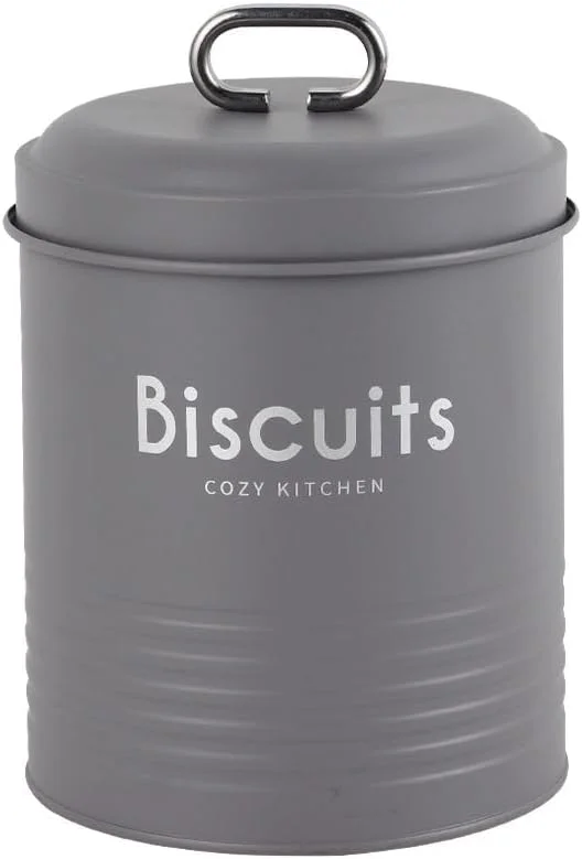 ست دو عددی ظروف فلزی ذخیره سازی Gravitas، ظروف ذخیره سازی بادوام و شیک، ضد هوا، مقاوم در برابر زنگ زدگی، ایده آل برای سازماندهی آشپزخانه، ذخیره سازی مواد غذایی و استفاده در منزل - خاکستری - 2000 میلی لیتر