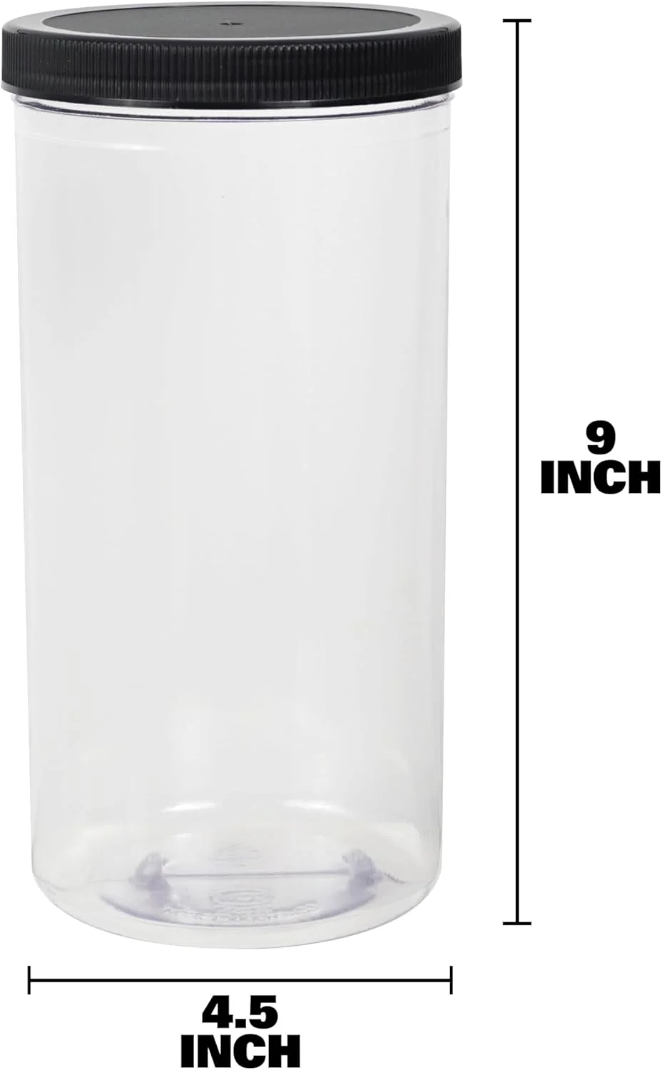 مجموعه ۸ عددی ظروف پلاستیکی شفاف همپتون دیستریبیوشن با درب مشکی، ظروف گرد ۶۸ اونسی، ظروف بزرگ خالی، استوانه های بلند، ظروف نگهداری مواد غذایی خشک، ادویه، غلات، آجیل، نودل