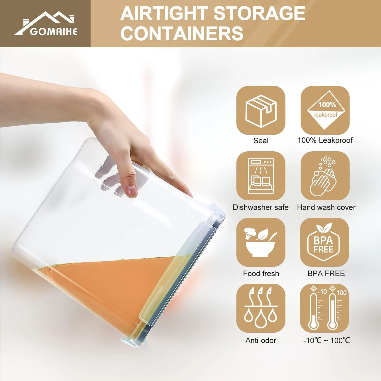 ظروف نگهداری مواد غذایی درب دار GoMaihe: ظروف پلاستیکی 2.5 لیتری، 6 عددی | سازمان دهنده و نگهداری آشپزخانه و انبار برای غلات، آرد، شکر، تنقلات | شامل قاشق، برچسب، ماژیک