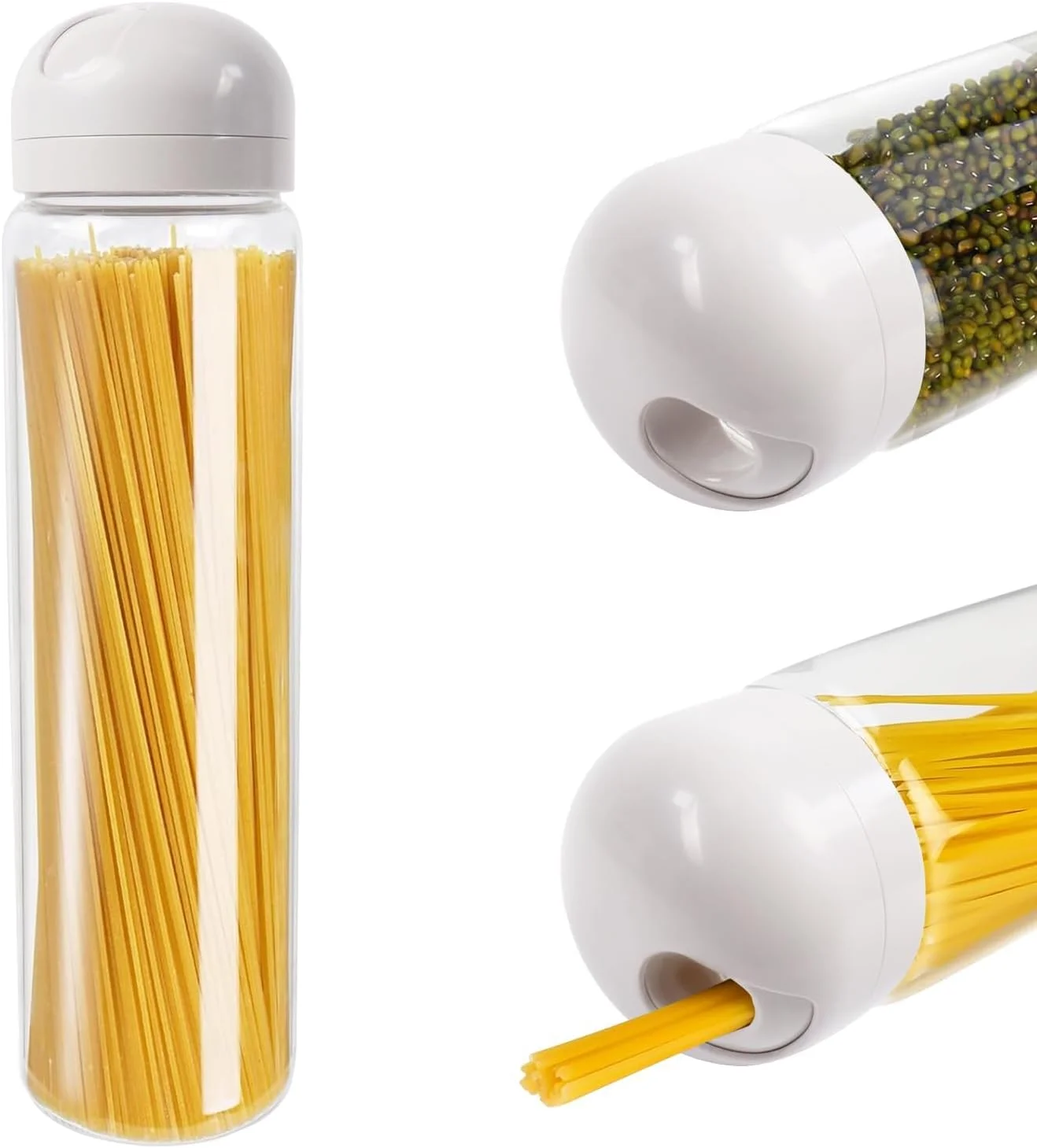 ظرف شیشه ای بلند برای نگهداری اسپاگتی با درب محکم، 1400 میلی لیتر - ظرف شفاف برای نگهداری مواد غذایی مانند پاستا، نودل و غلات - ایده آل برای سازماندهی آشپزخانه و کابینت ظرف شیشه ای بلند برای نگهداری اسپاگتی با درب محکم، 1400 میلی لیتر - ظرف شفاف برای نگهداری مواد غذایی مانند پاستا، نودل و غلات - ایده آل برای سازماندهی آشپزخانه و کابینت