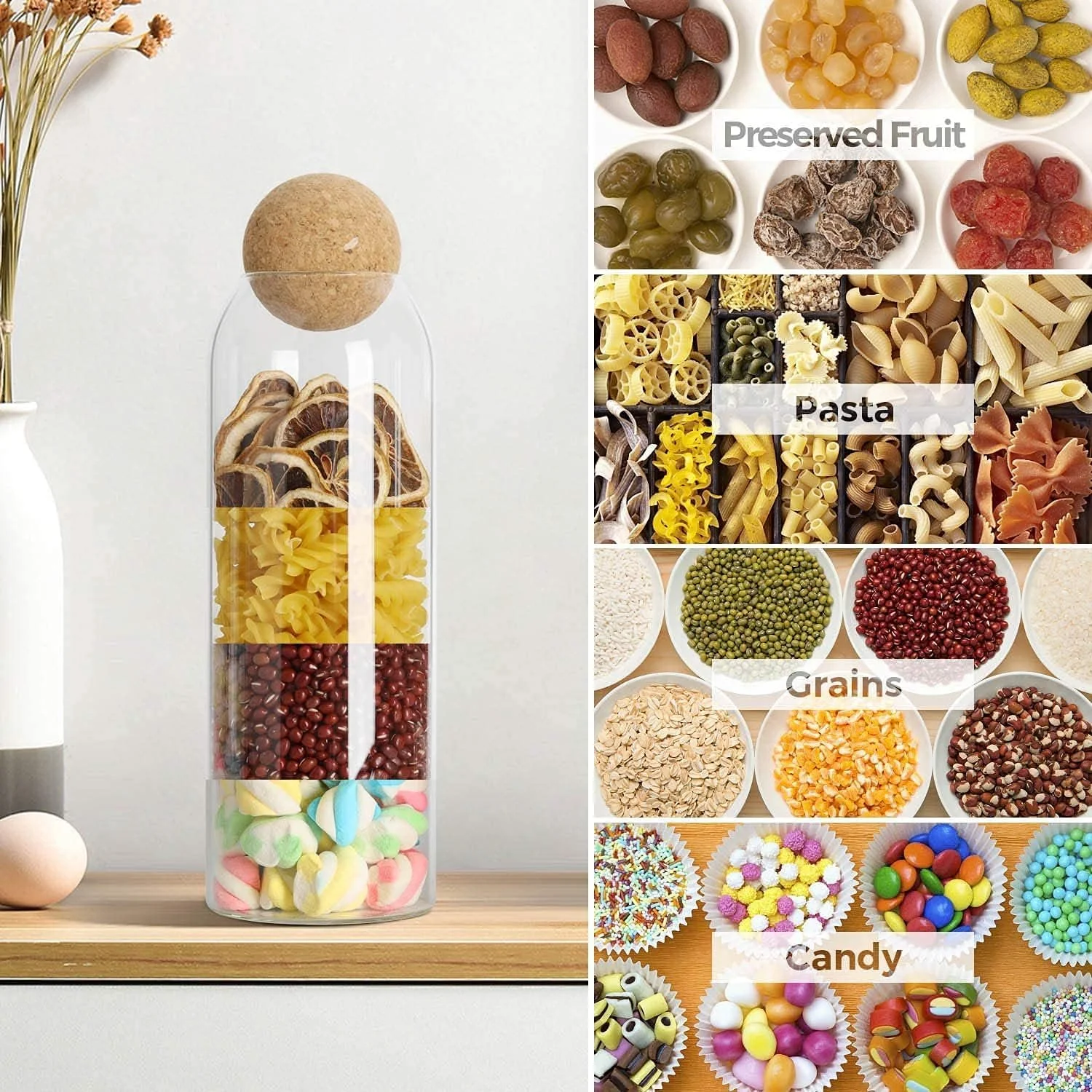 ست 4 عددی ظروف شیشه ای نگهداری مواد غذایی GGerou با درب چوب پنبه ای توپی و مهر و موم هواگیر، شیشه های شفاف مربا و آبنبات، ظروف درب دار شفاف برای نگهداری چای، قهوه، ادویه، شکر و نمک (کوچک: 500 میلی لیتر) ست 4 عددی ظروف شیشه ای نگهداری مواد غذایی GGerou با درب چوب پنبه ای توپی و مهر و موم هواگیر، شیشه های شفاف مربا و آبنبات، ظروف درب دار شفاف برای نگهداری چای، قهوه، ادویه، شکر و نمک (کوچک: 500 میلی لیتر)