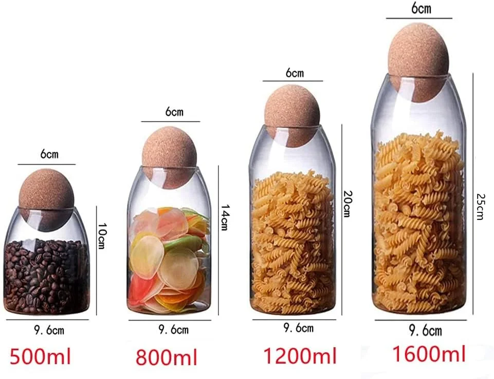 ست 4 عددی ظروف شیشه ای نگهداری مواد غذایی GGerou با درب چوب پنبه ای توپی و مهر و موم هواگیر، شیشه های شفاف مربا و آبنبات، ظروف درب دار شفاف برای نگهداری چای، قهوه، ادویه، شکر و نمک (کوچک: 500 میلی لیتر) ست 4 عددی ظروف شیشه ای نگهداری مواد غذایی GGerou با درب چوب پنبه ای توپی و مهر و موم هواگیر، شیشه های شفاف مربا و آبنبات، ظروف درب دار شفاف برای نگهداری چای، قهوه، ادویه، شکر و نمک (کوچک: 500 میلی لیتر)