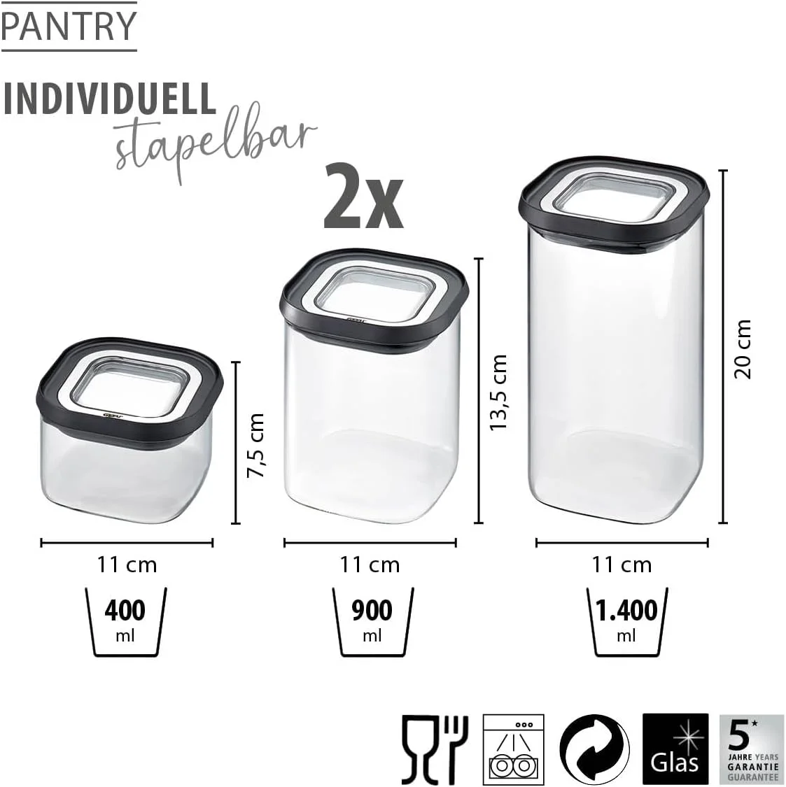 ست چهارتایی ظروف نگهداری مواد غذایی GEFU مدل Pantry ست چهارتایی ظروف نگهداری مواد غذایی GEFU مدل Pantry