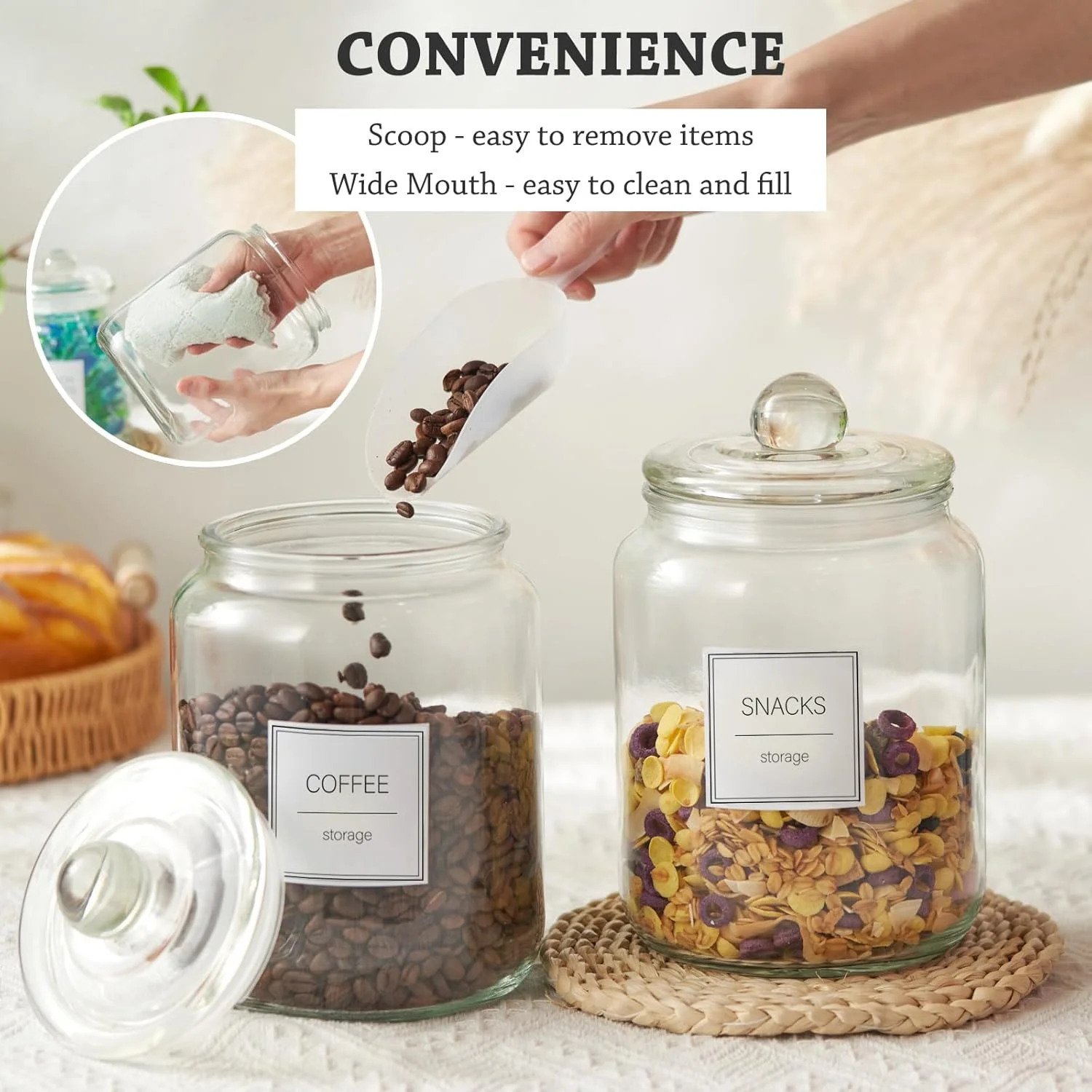 ست 4 عددی شیشه های بزرگ نیم گالنی FyndraX با درب، ظروف شفاف و ضد هوا برای سازماندهی مواد غذایی آشپزخانه، اتاق لباسشویی و انبار ست 4 عددی شیشه های بزرگ نیم گالنی FyndraX با درب، ظروف شفاف و ضد هوا برای سازماندهی مواد غذایی آشپزخانه، اتاق لباسشویی و انبار