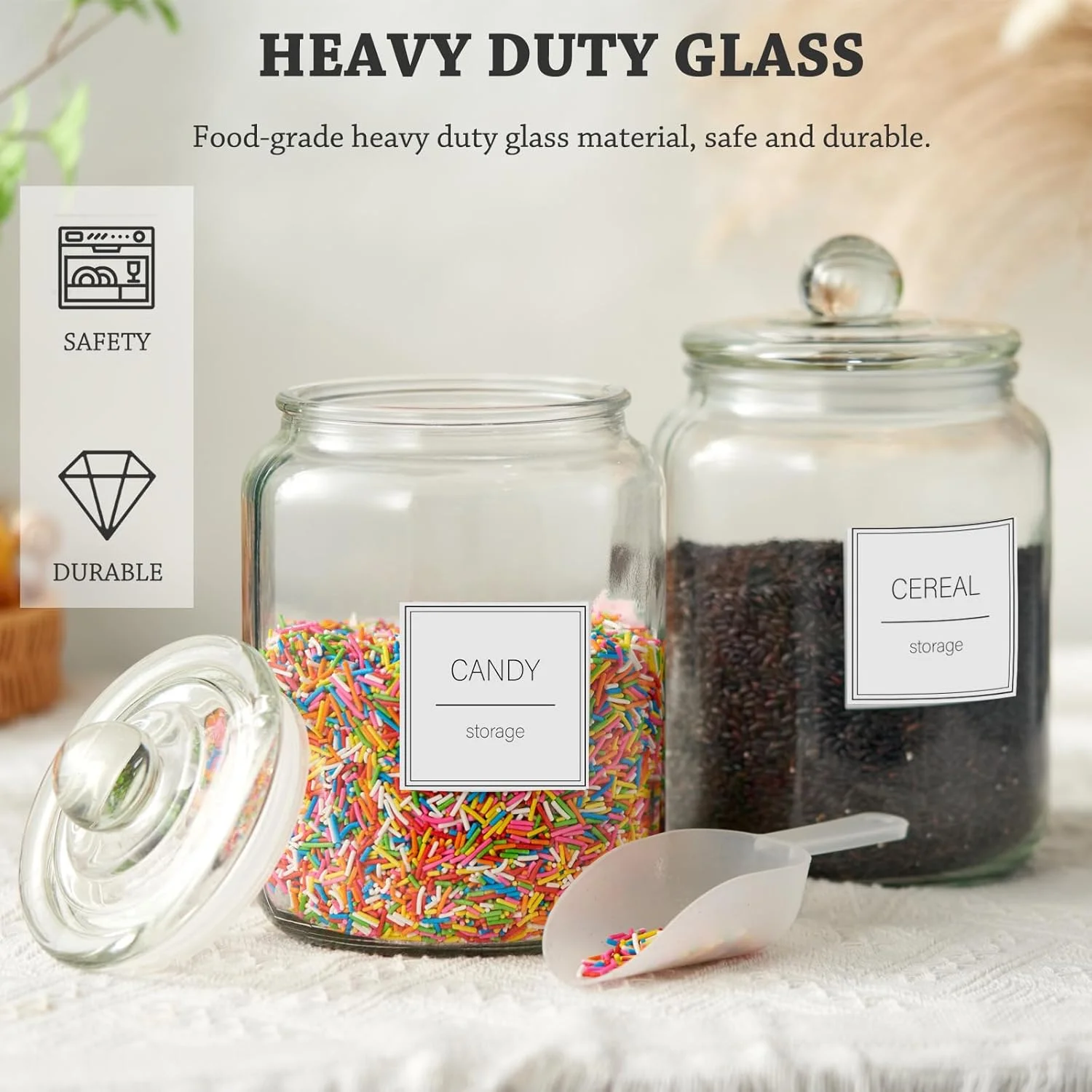 ست 4 عددی شیشه های بزرگ نیم گالنی FyndraX با درب، ظروف شفاف و ضد هوا برای سازماندهی مواد غذایی آشپزخانه، اتاق لباسشویی و انبار ست 4 عددی شیشه های بزرگ نیم گالنی FyndraX با درب، ظروف شفاف و ضد هوا برای سازماندهی مواد غذایی آشپزخانه، اتاق لباسشویی و انبار