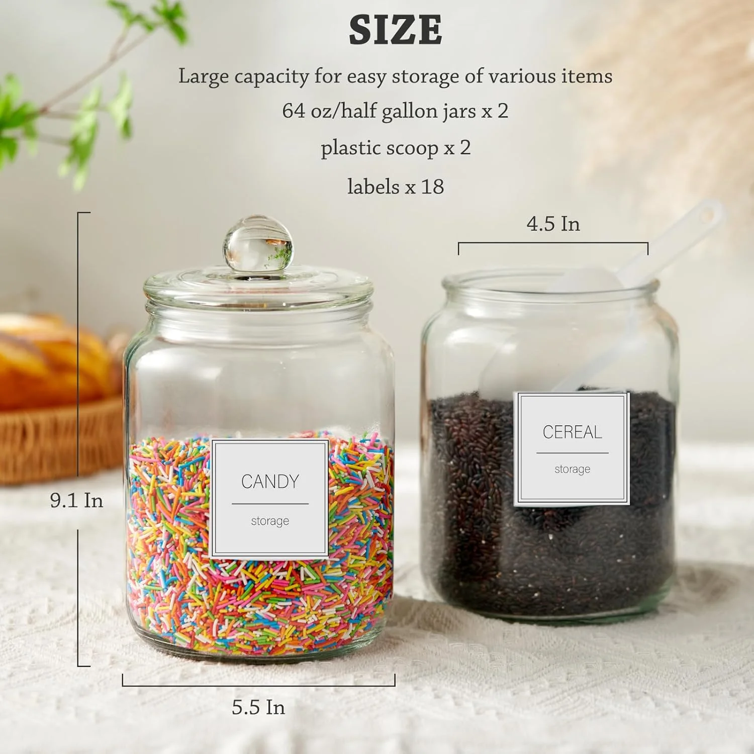 ست 4 عددی شیشه های بزرگ نیم گالنی FyndraX با درب، ظروف شفاف و ضد هوا برای سازماندهی مواد غذایی آشپزخانه، اتاق لباسشویی و انبار ست 4 عددی شیشه های بزرگ نیم گالنی FyndraX با درب، ظروف شفاف و ضد هوا برای سازماندهی مواد غذایی آشپزخانه، اتاق لباسشویی و انبار