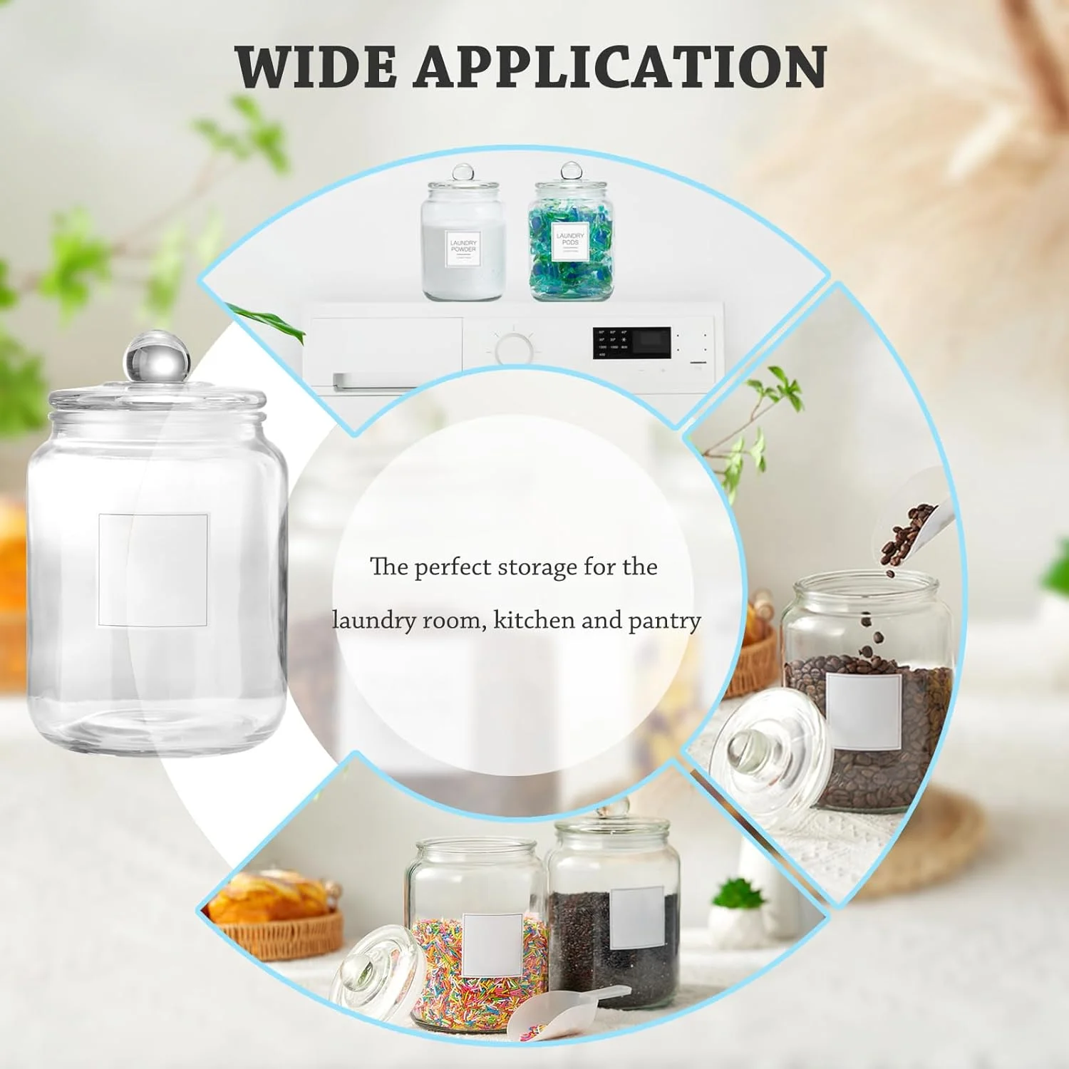 ست 4 عددی شیشه های بزرگ نیم گالنی FyndraX با درب، ظروف شفاف و ضد هوا برای سازماندهی مواد غذایی آشپزخانه، اتاق لباسشویی و انبار ست 4 عددی شیشه های بزرگ نیم گالنی FyndraX با درب، ظروف شفاف و ضد هوا برای سازماندهی مواد غذایی آشپزخانه، اتاق لباسشویی و انبار