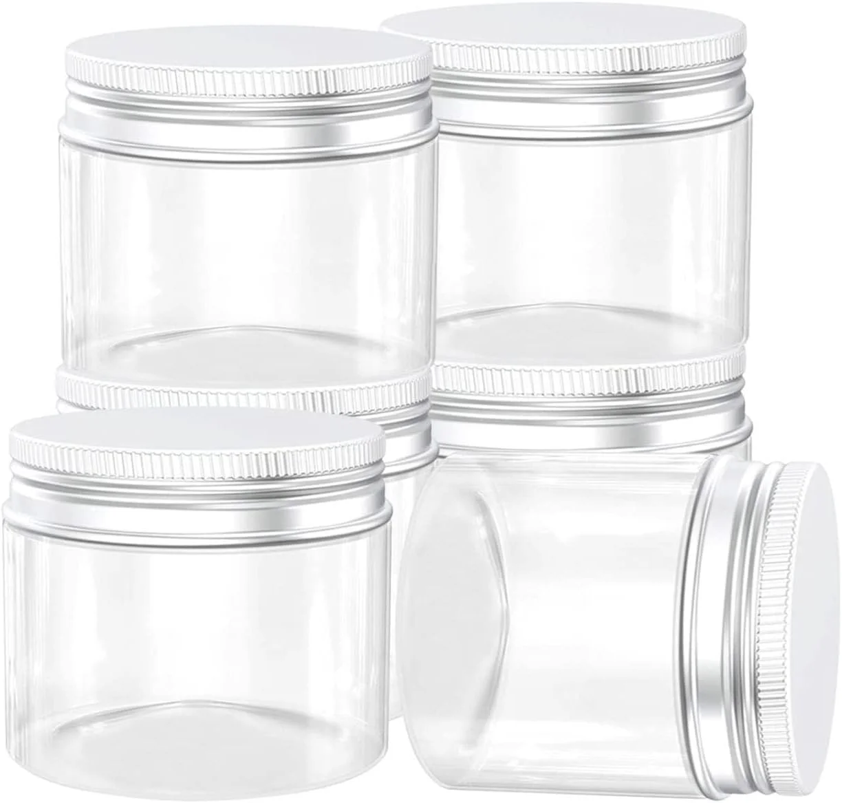 ظروف پلاستیکی 473 میلی لیتری FUFU، ظروف نگهداری پلاستیکی شفاف دهانه گشاد با درب برای نگهداری آشپزخانه و منزل، ظروف دربسته 6 عددی