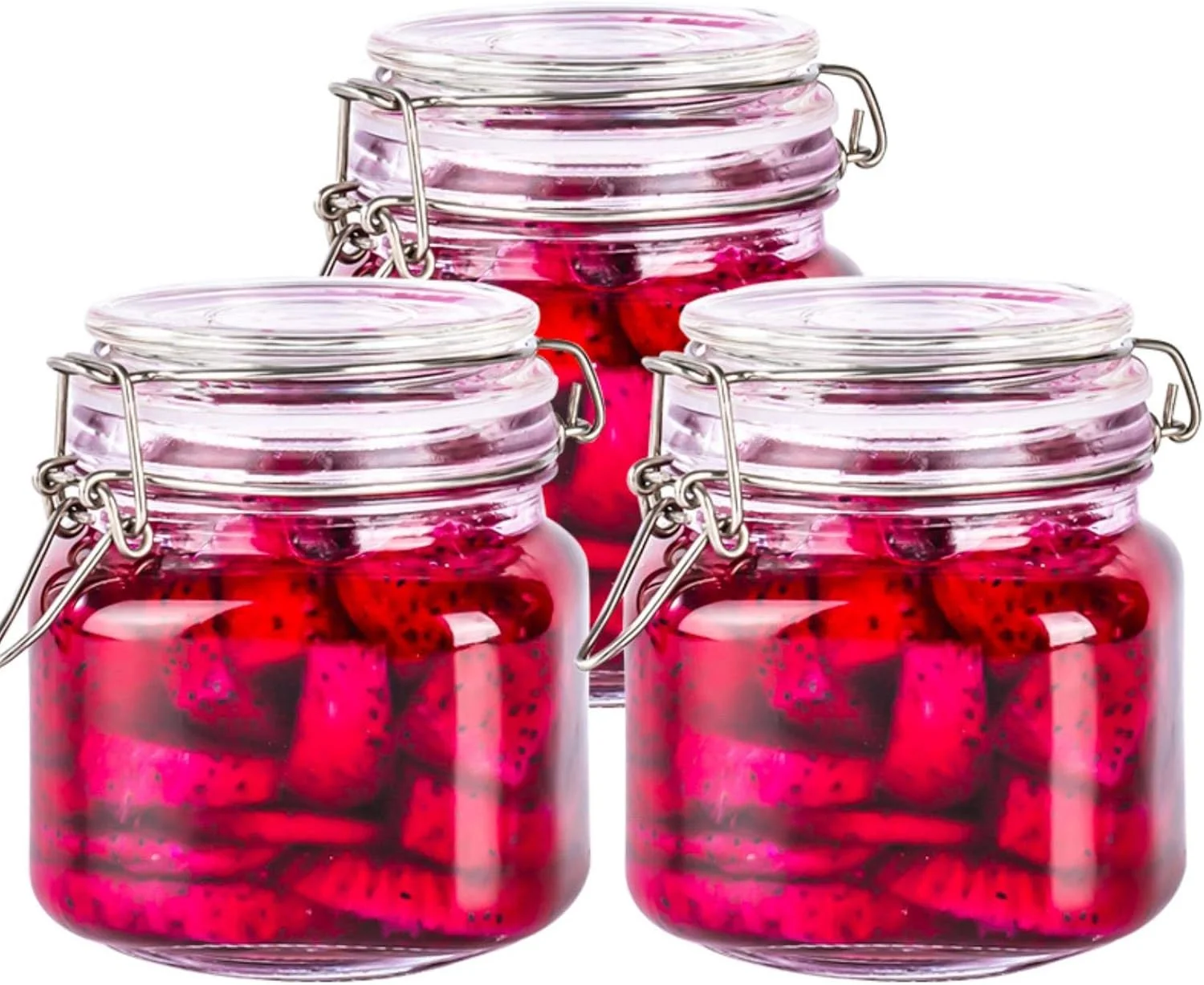 ظرف نگهداری مواد غذایی مربعی FUFU با درب های شفاف و گیره سیمی (750 میلی لیتر) - ست 3 عددی