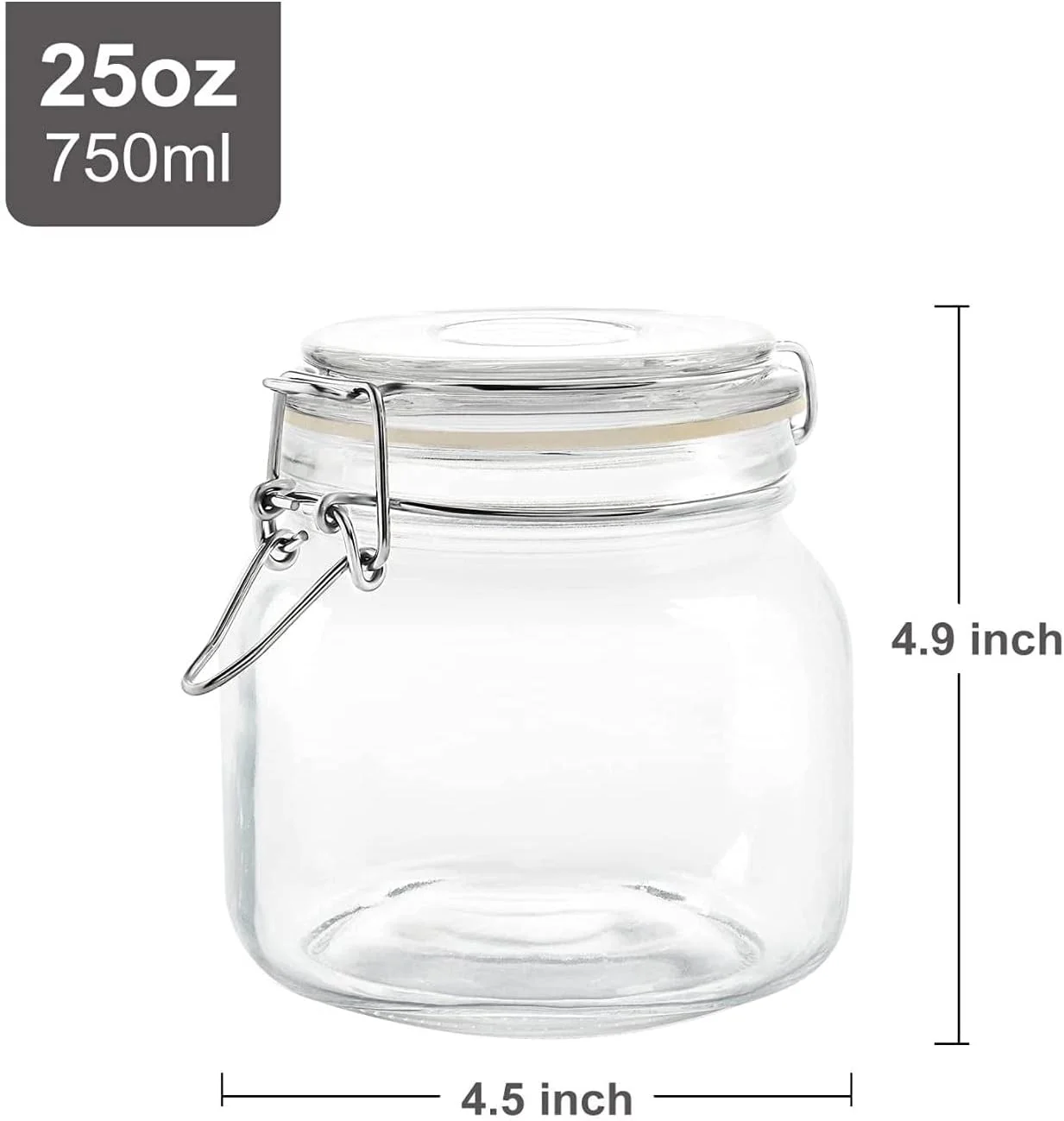 ظرف نگهداری مواد غذایی مربعی FUFU با درب های شفاف و گیره سیمی (750 میلی لیتر) - ست 3 عددی