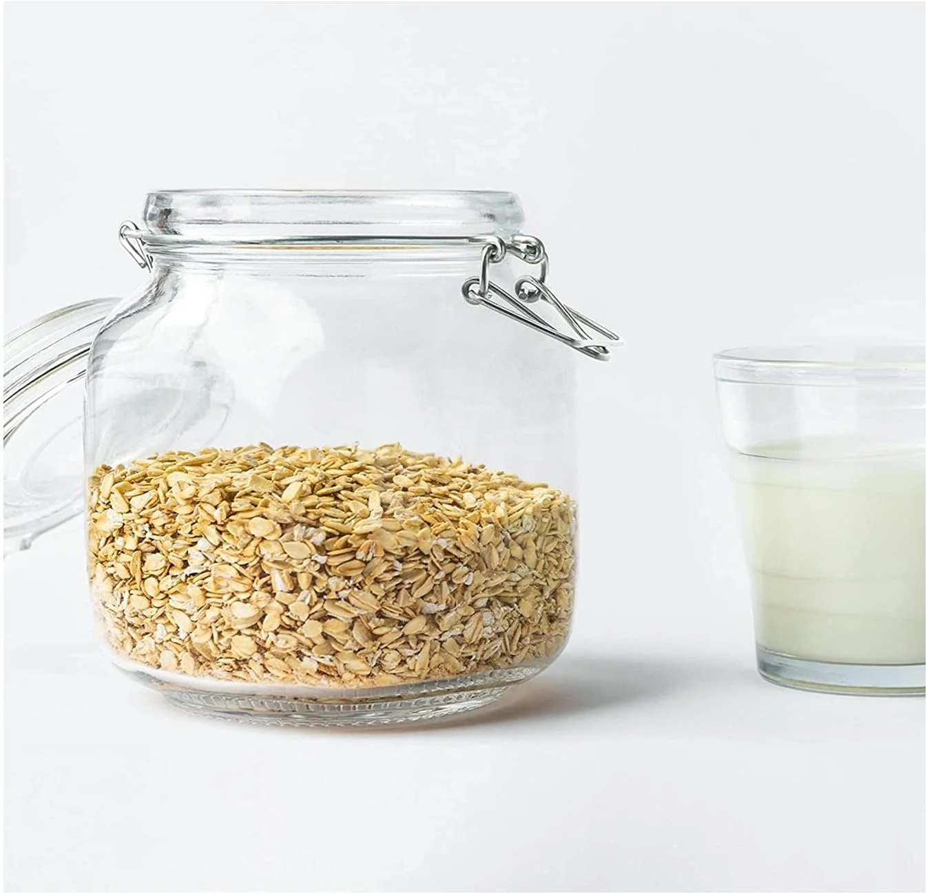 ظرف نگهداری مواد غذایی مربعی FUFU با درب های شفاف و گیره سیمی (750 میلی لیتر) - ست 3 عددی