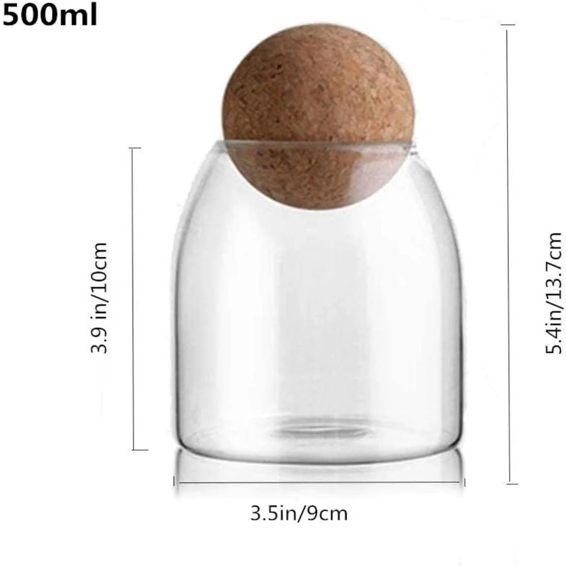 FUFU 3Pcs/Set Glass Food Storage Jars with Wood Lid Ball, Bamboo Glass Storage Containers with Good Sealing, Different Sizes Coffee Container for Kitchen Counter, Pantry, Tea, Sugar, Flour 500ml