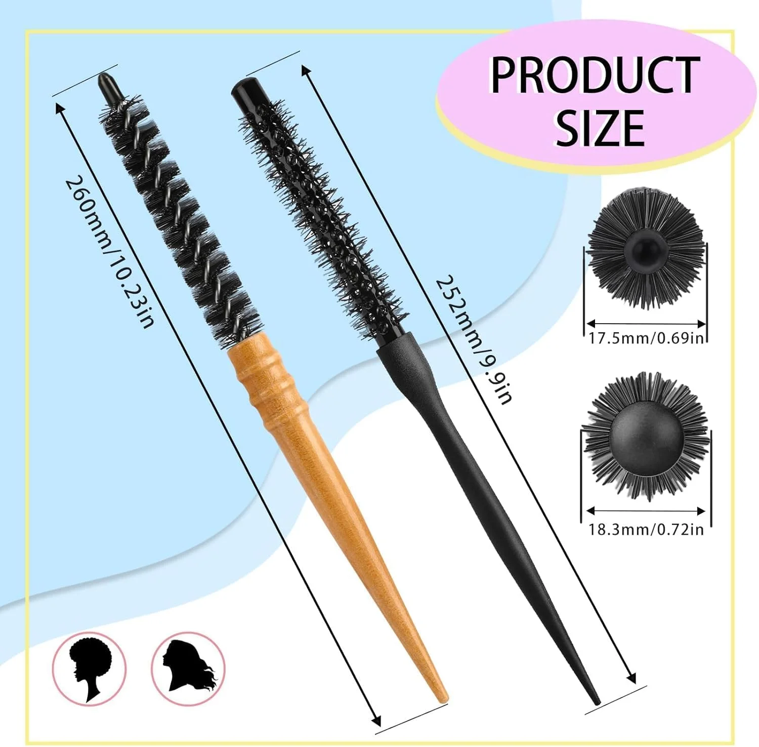 Small Round Brush for Blow Drying, (2 Pcs) Mini Round Brush Nylon Hair Brush Roller Brush Professional Hair Styling Brush for Short Hair Curly Hair Bangs Styling Beard Care (2 Styles) Small Round Brush for Blow Drying, (2 Pcs) Mini Round Brush Nylon Hair Brush Roller Brush Professional Hair Styling Brush for Short Hair Curly Hair Bangs Styling Beard Care (2 Styles)