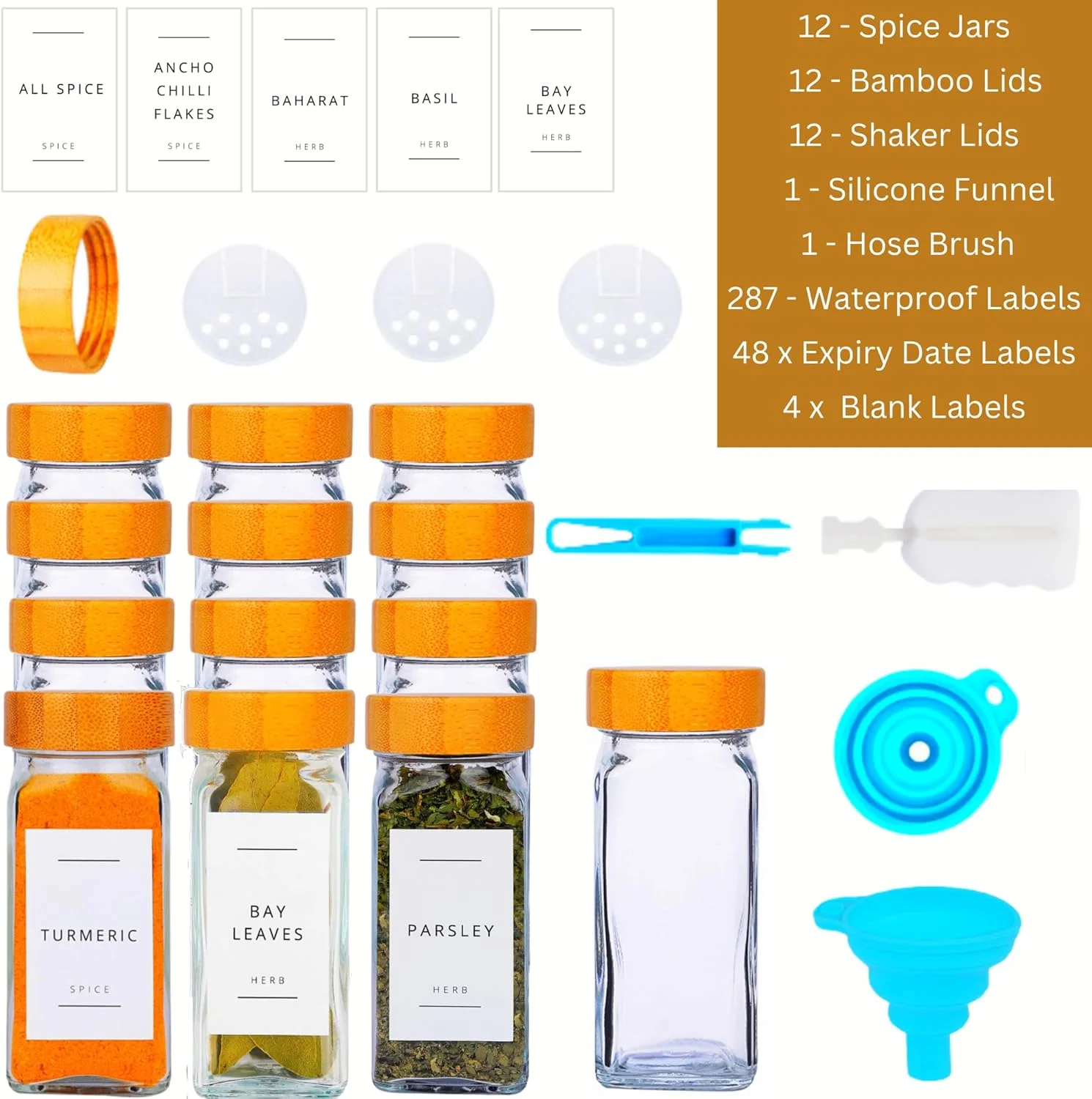 ست 12 عددی شیشه های مربعی Fix Space با درب بامبو - شیشه های مربعی با درب بامبو - برچسب های ضد آب برای گیاهان دارویی، ادویه جات و چاشنی - نظم دهنده و نگهدارنده آشپزخانه - شیشه های ادویه با درب و برچسب ست 12 عددی شیشه های مربعی Fix Space با درب بامبو - شیشه های مربعی با درب بامبو - برچسب های ضد آب برای گیاهان دارویی، ادویه جات و چاشنی - نظم دهنده و نگهدارنده آشپزخانه - شیشه های ادویه با درب و برچسب