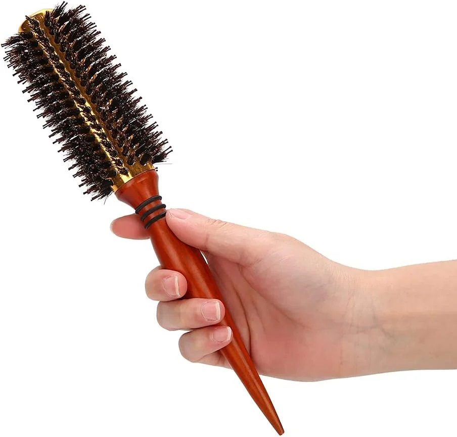 برس حالت دهنده مو شانریا، برس فر کننده مو، برس حرارتی مو با دسته چوبی، برس فر کننده مو برای موهای بلند زنان (#14)