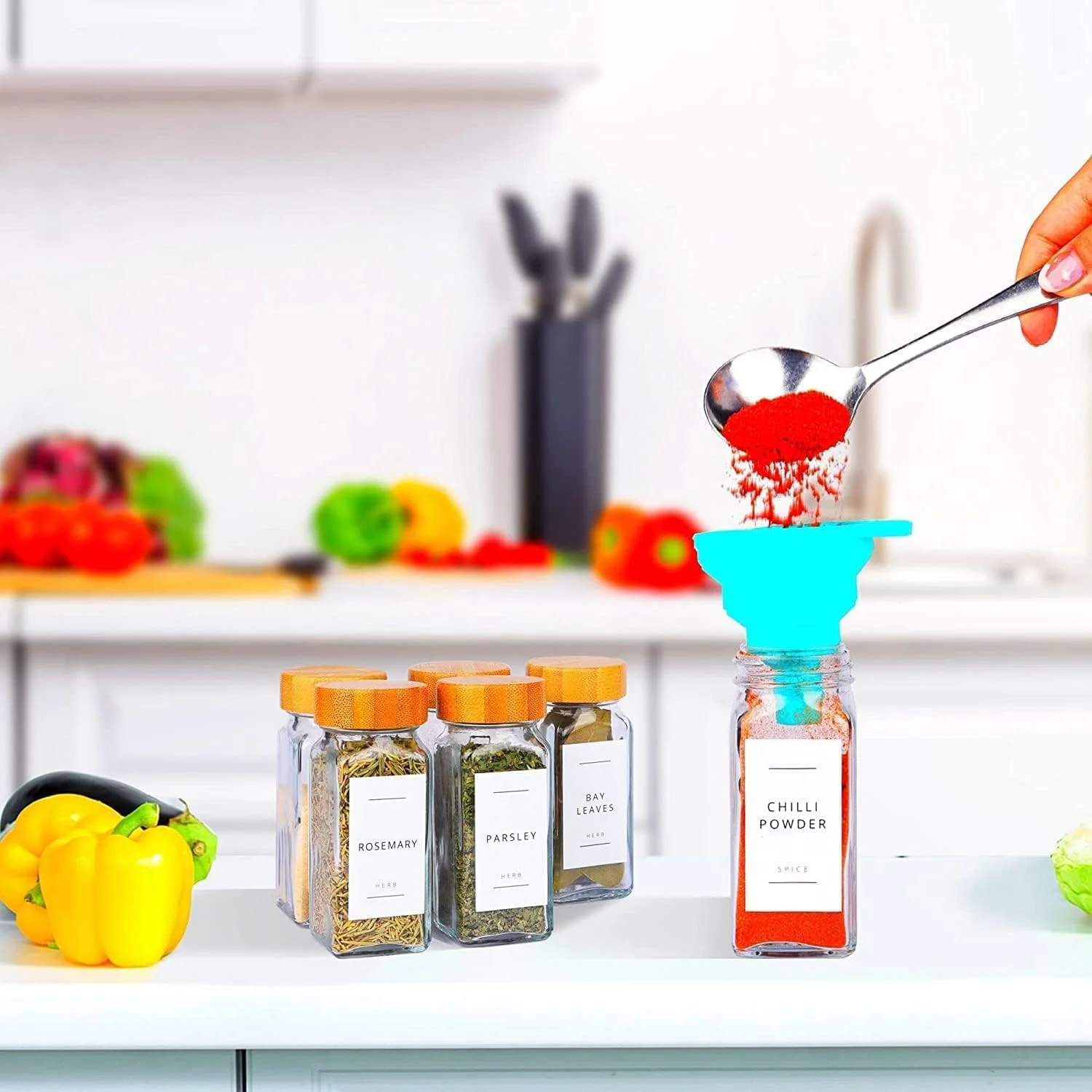 ست 12 عددی شیشه های مربعی Fix Space با درب بامبو - شیشه های مربعی با درب بامبو - برچسب های ضد آب برای گیاهان دارویی، ادویه جات و چاشنی - نظم دهنده و نگهدارنده آشپزخانه - شیشه های ادویه با درب و برچسب ست 12 عددی شیشه های مربعی Fix Space با درب بامبو - شیشه های مربعی با درب بامبو - برچسب های ضد آب برای گیاهان دارویی، ادویه جات و چاشنی - نظم دهنده و نگهدارنده آشپزخانه - شیشه های ادویه با درب و برچسب