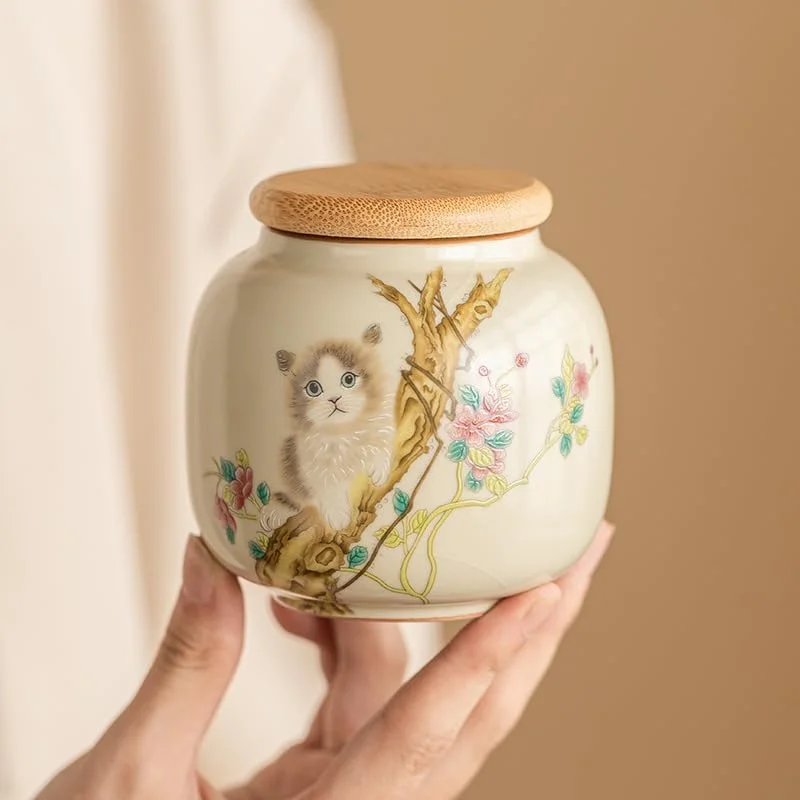 ظرف چای سرامیکی کوچک فایر کرین با درب محکم - ظرف ذخیره سازی طرح حیوانات دوست داشتنی برای چای برگ، قهوه، شکر، کلوچه - سازمان دهنده تزئینی آشپزخانه و انبار (گربه-B) ظرف چای سرامیکی کوچک فایر کرین با درب محکم - ظرف ذخیره سازی طرح حیوانات دوست داشتنی برای چای برگ، قهوه، شکر، کلوچه - سازمان دهنده تزئینی آشپزخانه و انبار (گربه-B)