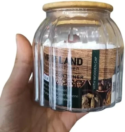 ظروف شیشه ای غلات FITTO با درب - ظروف نگهداری مواد غذایی خشک، دانه های قهوه، چای، شکر و آبنبات، درب دار و بدون نفوذ هوا